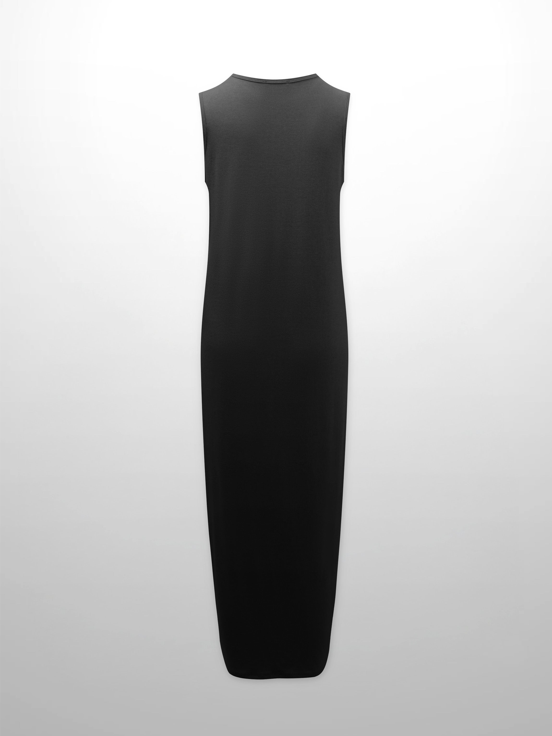 Ribbed Sleeveless Maxi Dress-Black