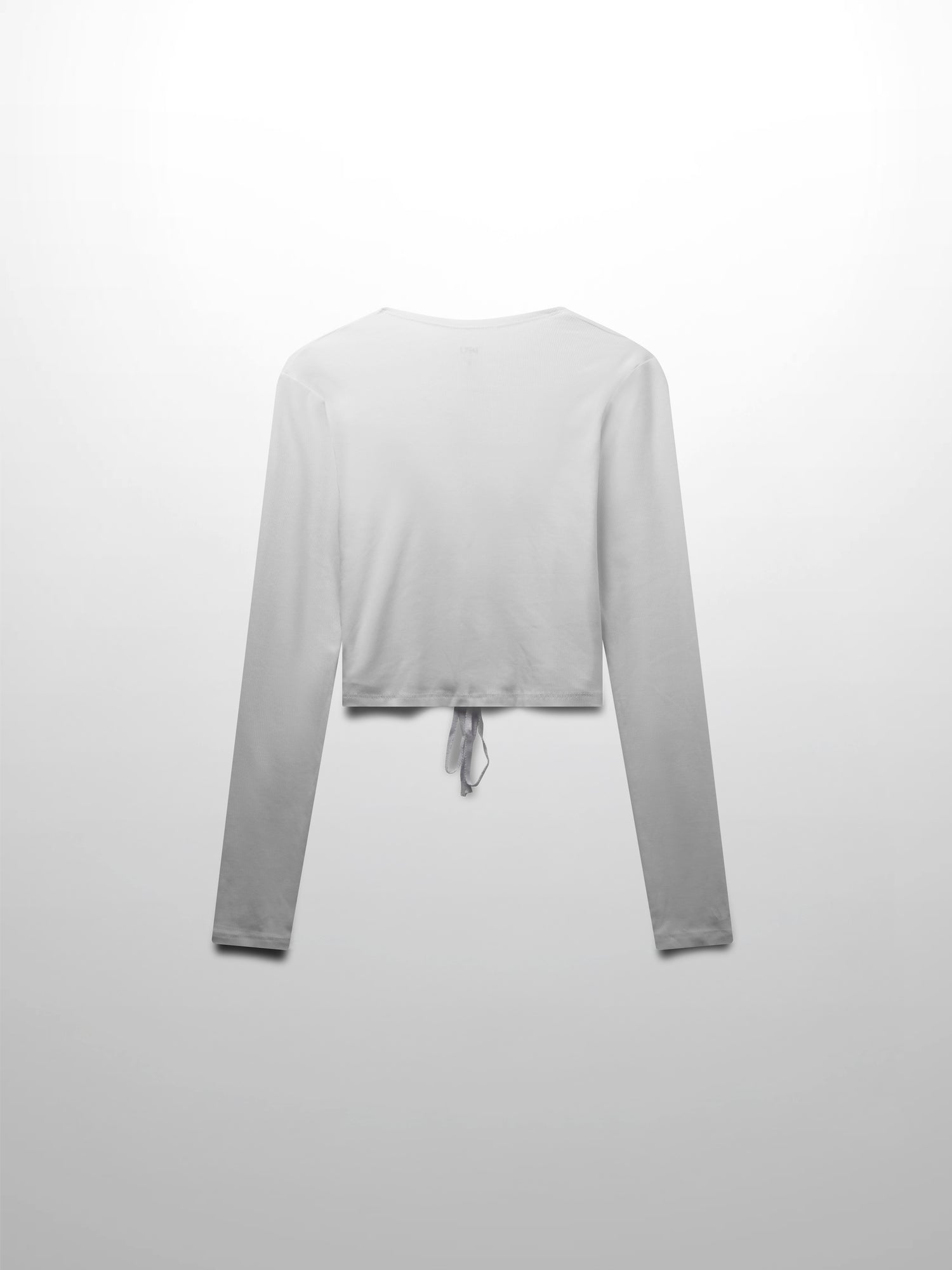 Ribbed Crop Bow Cardigan-White