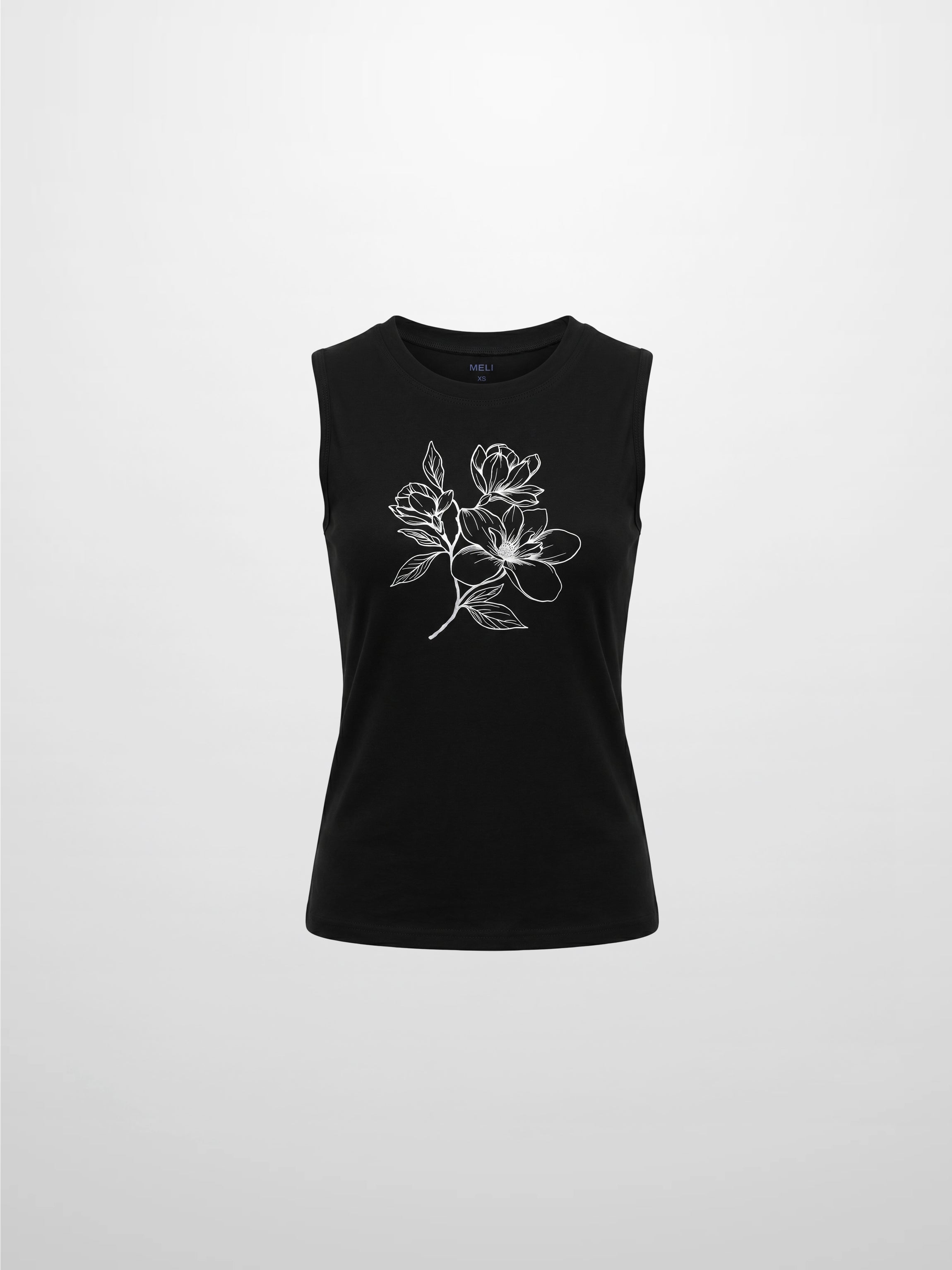 Sleeveless Tee-Sketch Flower