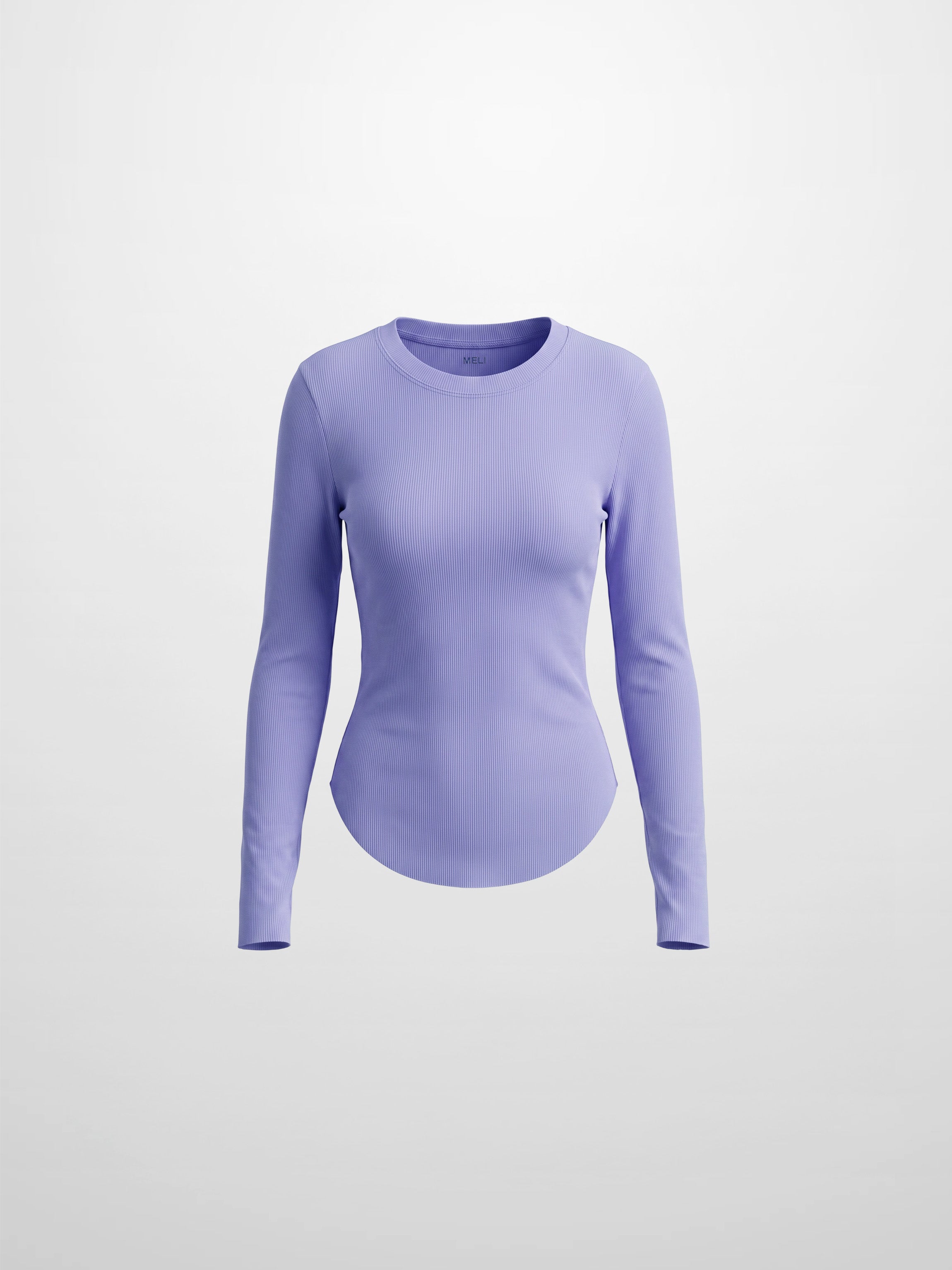 Rounded Hem Ribbed T-Shirt-Lavender