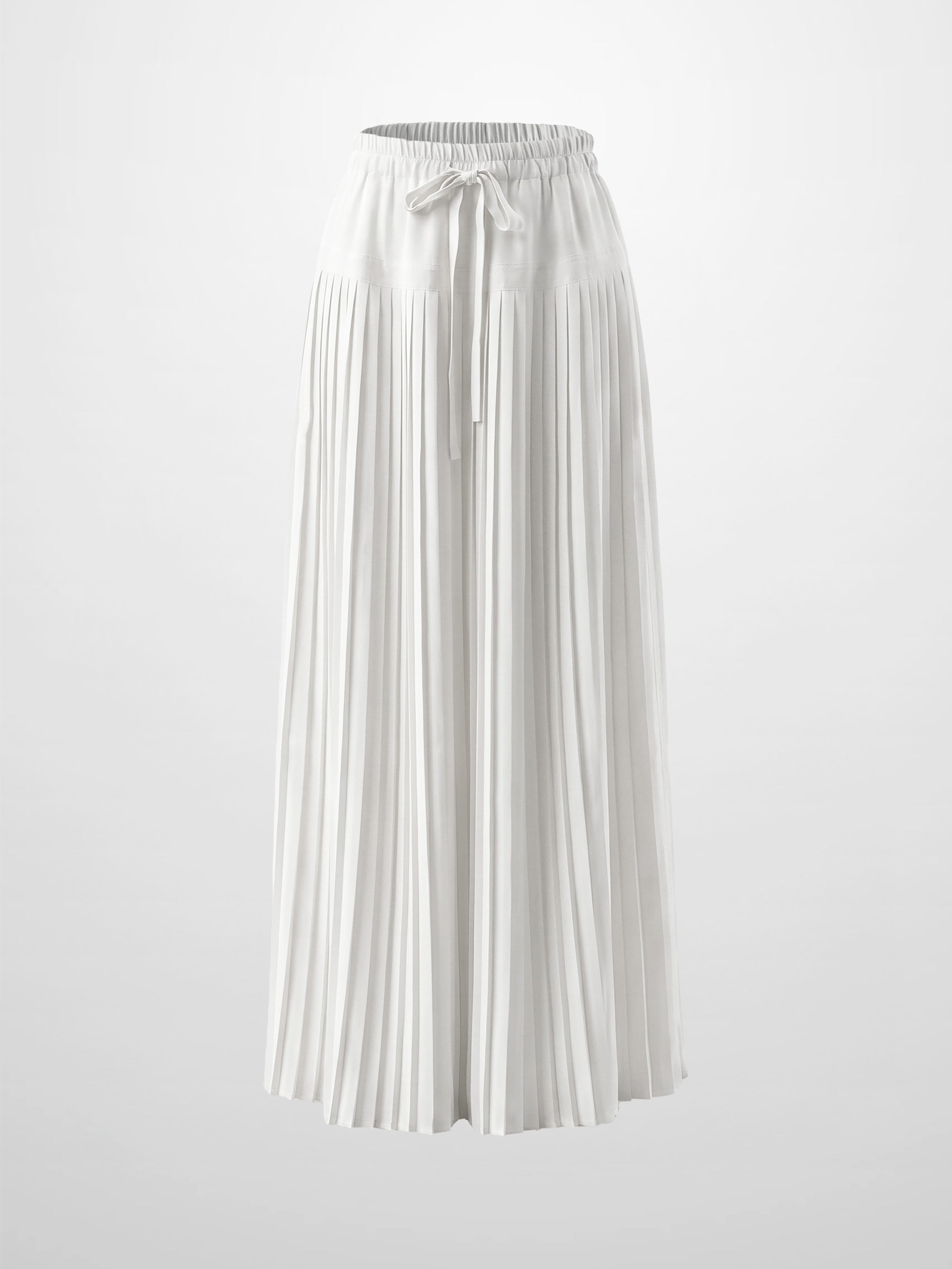Chiffon Drop Waist Pleat Skirt-White