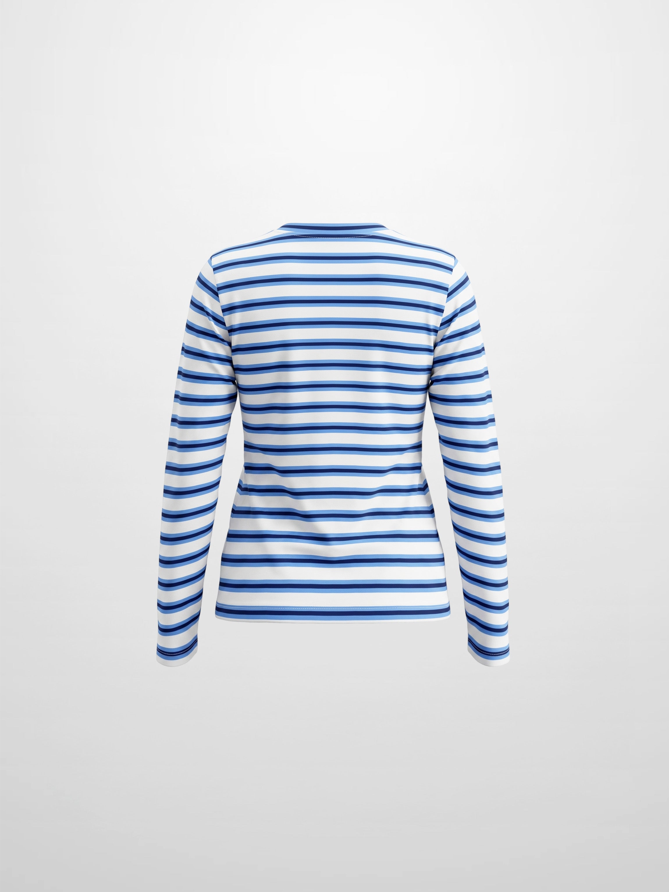 Embroidered Crown Striped Tee-Light Blue/Dark Blue