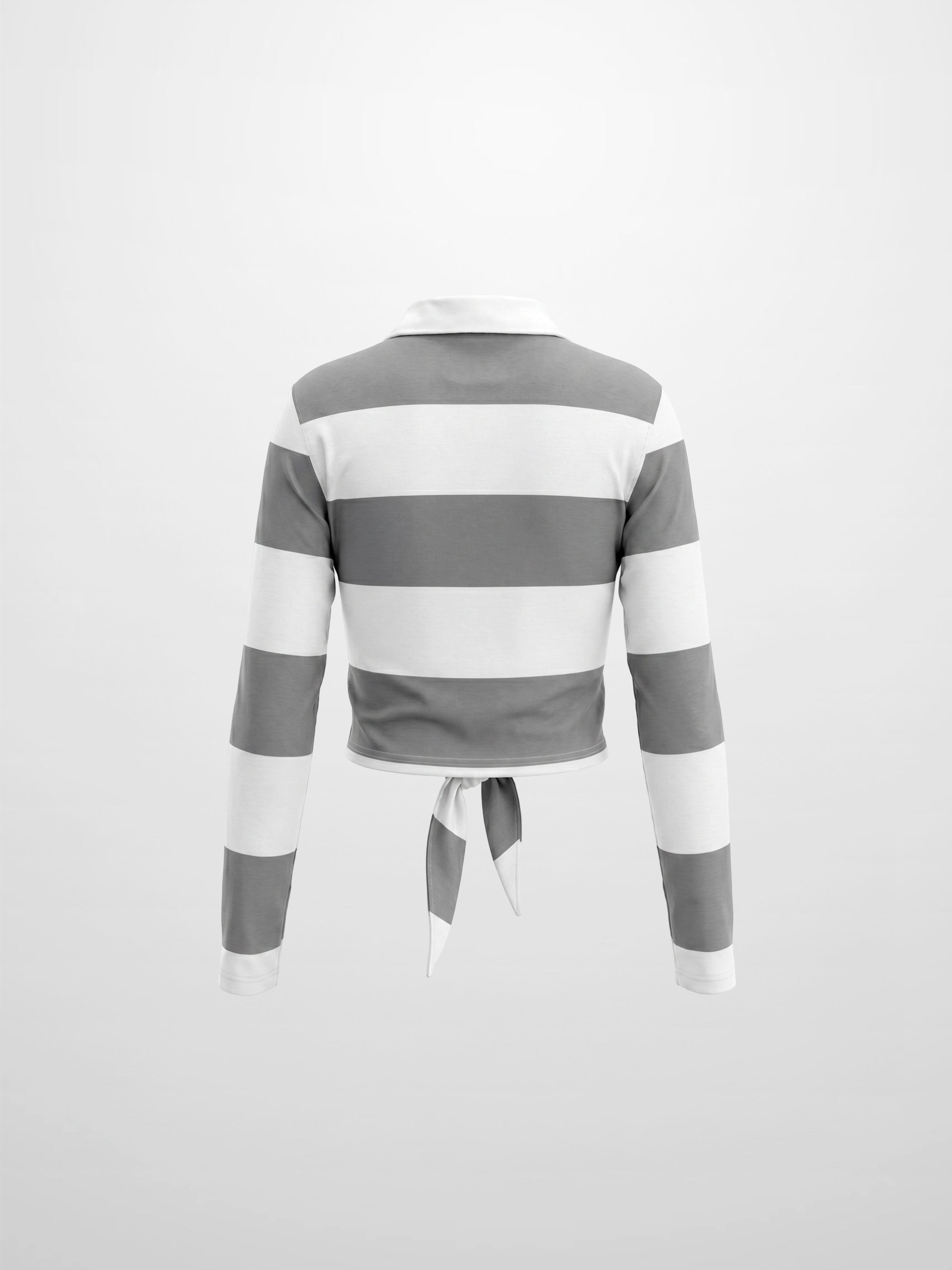 Striped Tie Bottom T-Shirt-Grey