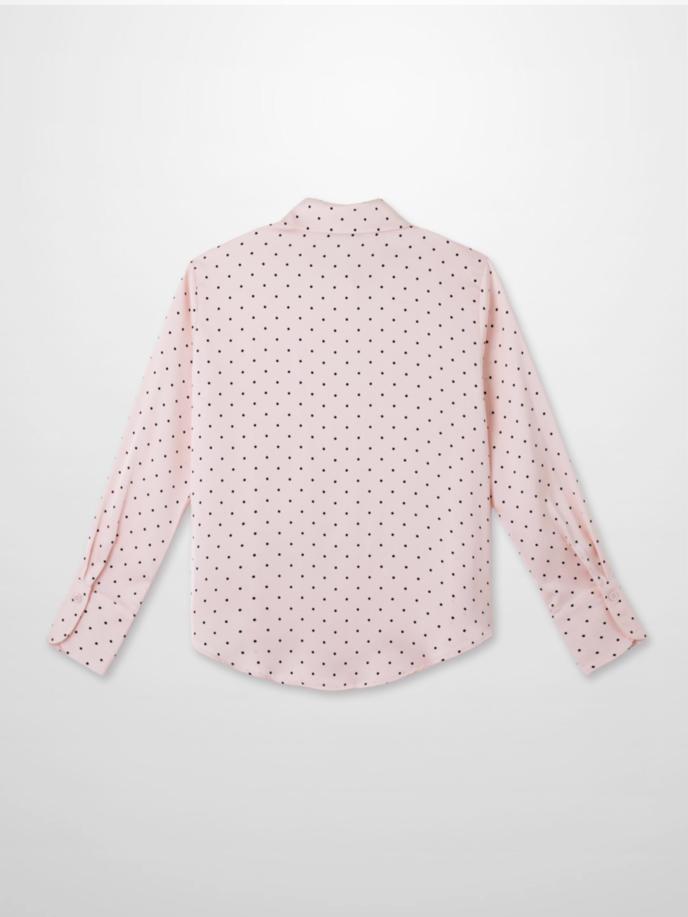 Oversized Satin Blouse-Pink Small Polka Dot