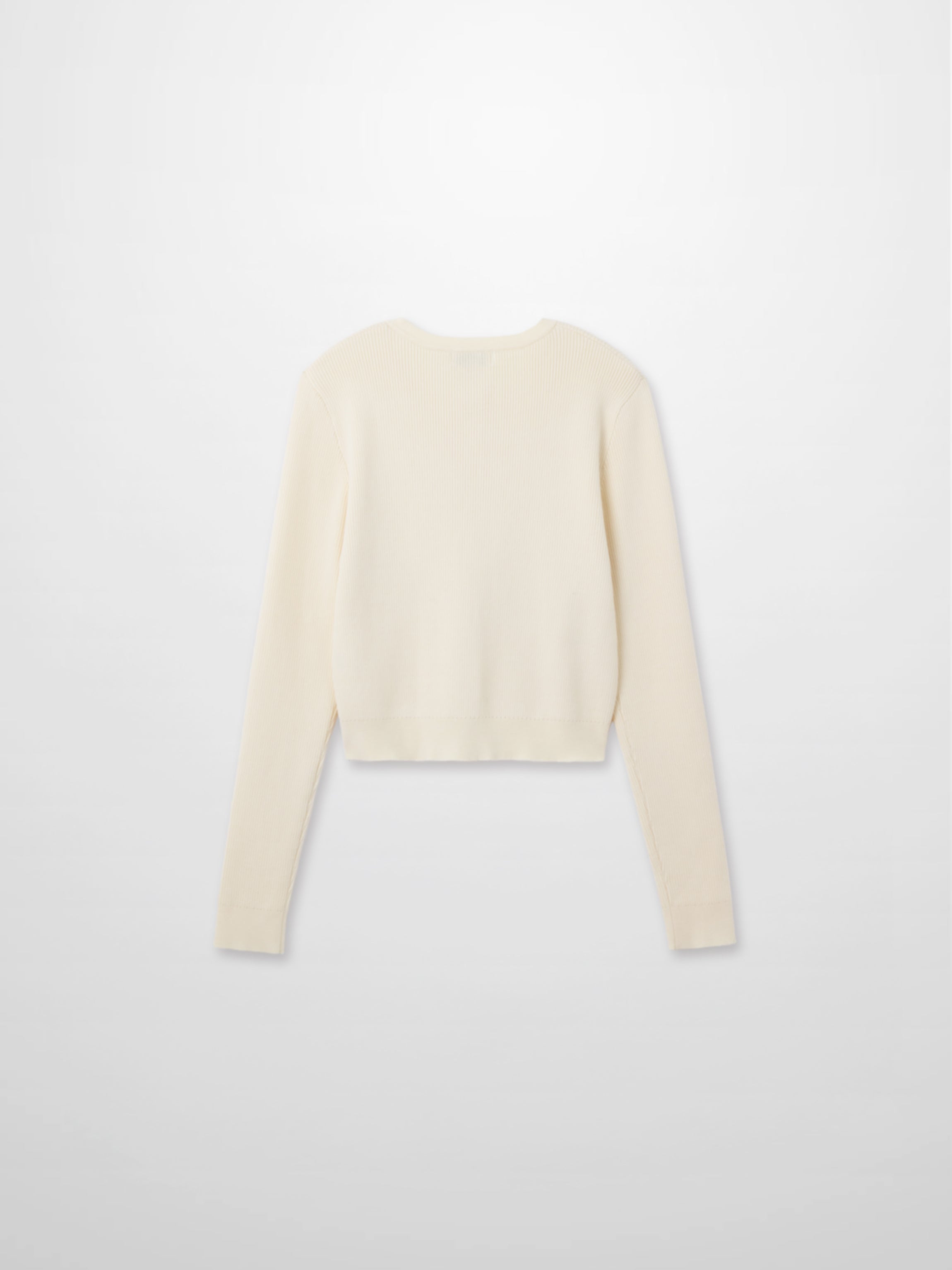 Ribbed Crew Neck Cardigan-Ivory