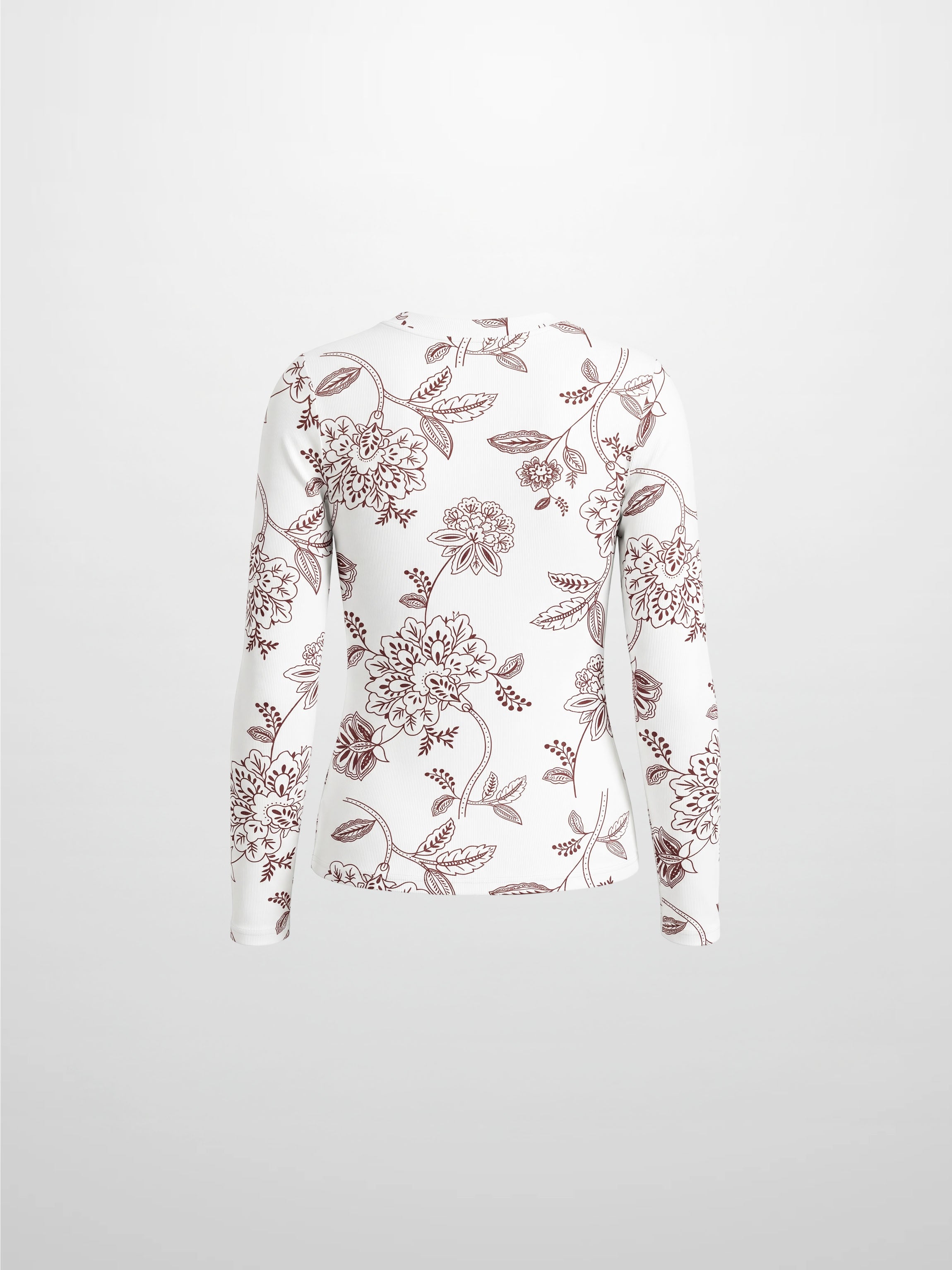 Basic Printed T-shirt-Burgundy Flower