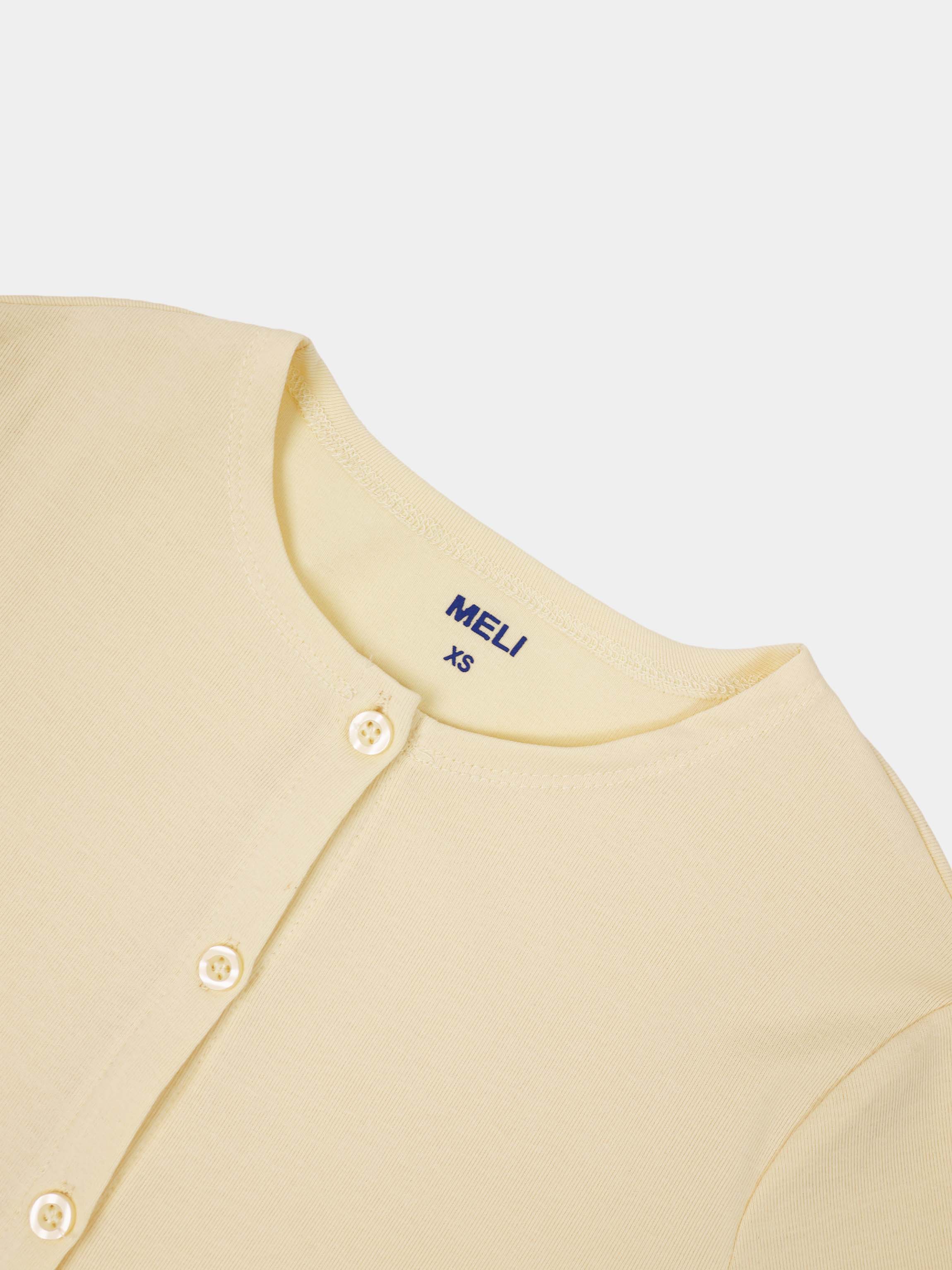 Crop T-Shirt Cardigan-Yellow