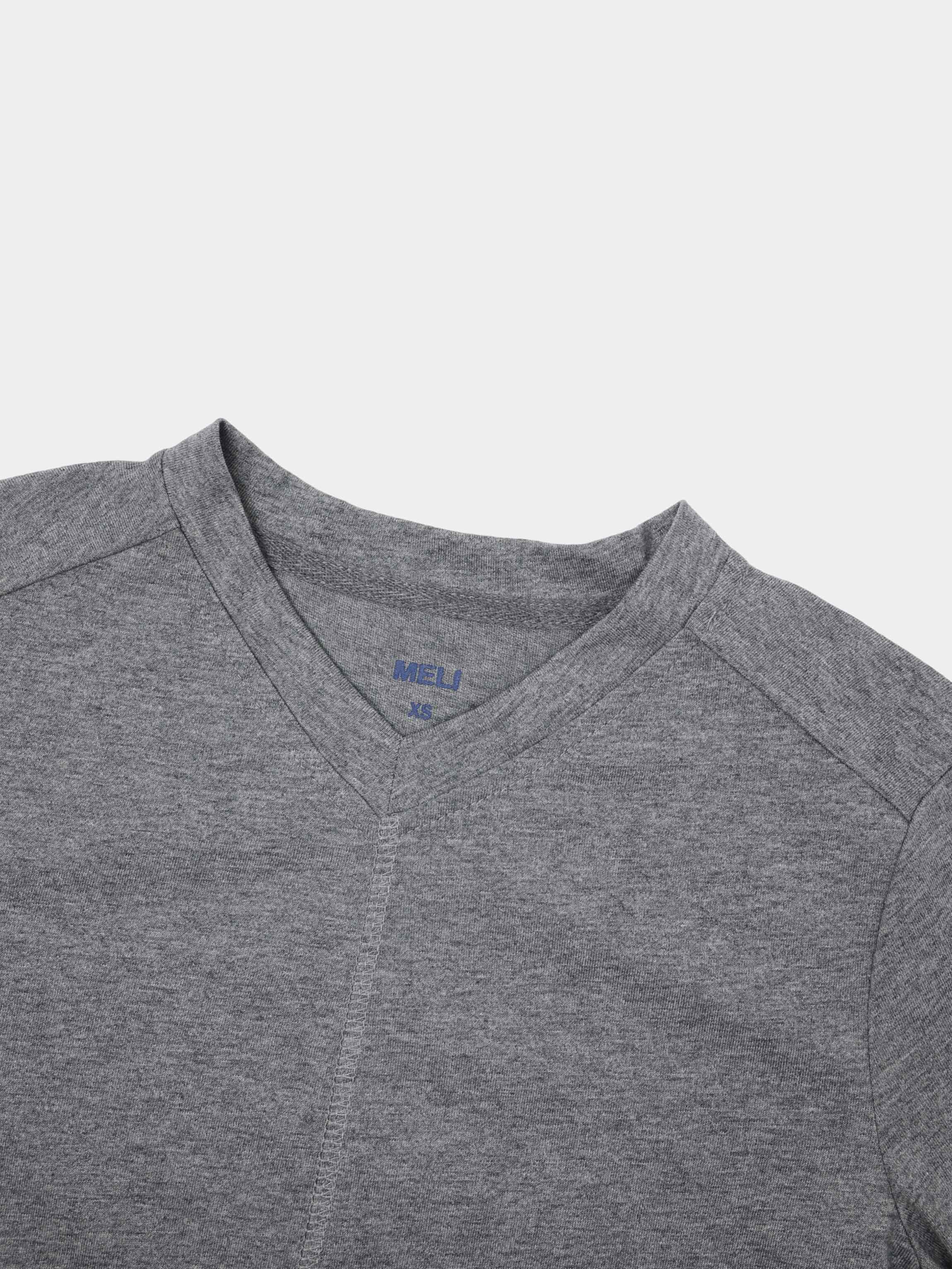 Center Seam High V Tee-Heathered Grey