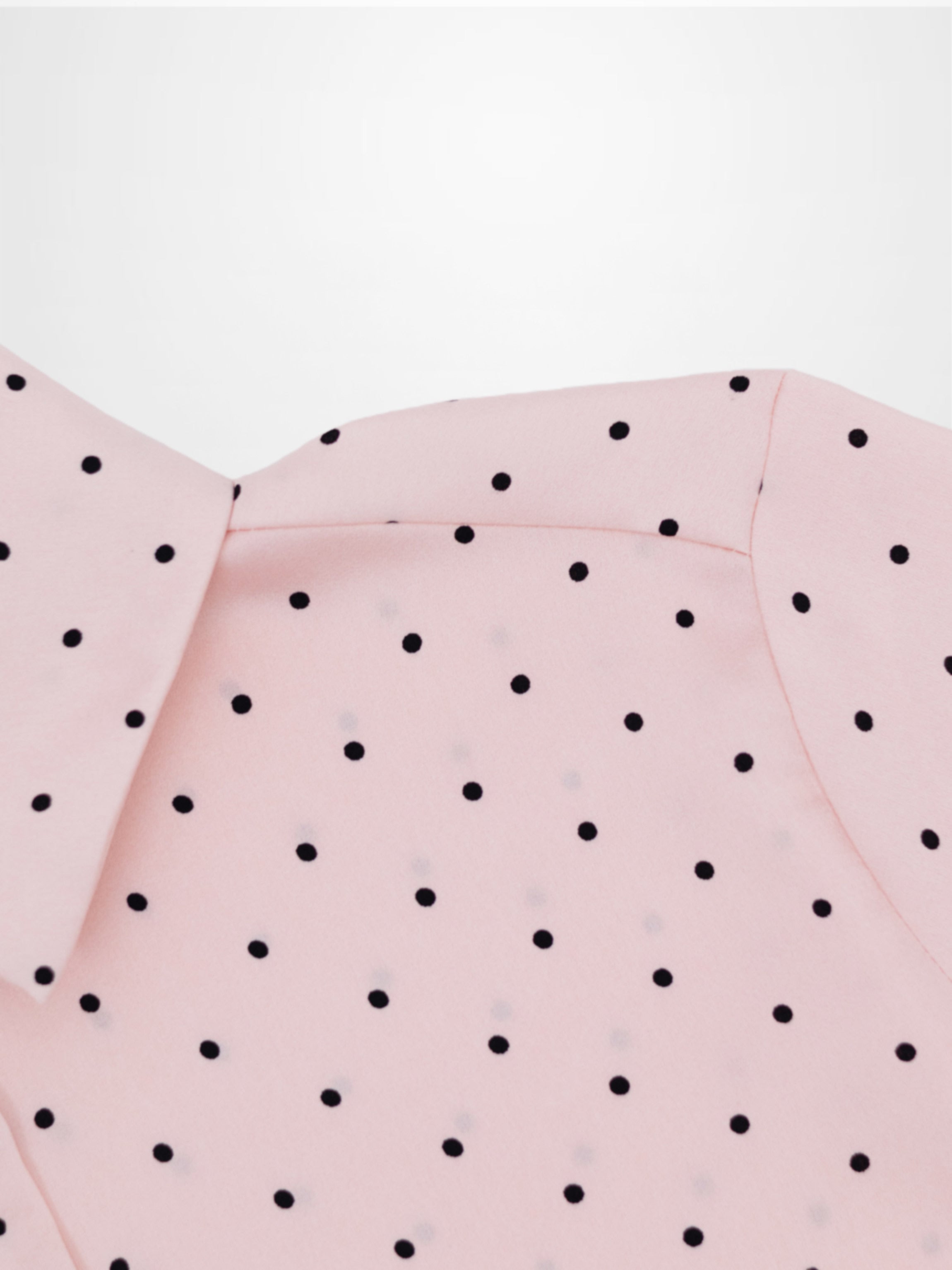 Oversized Satin Blouse-Pink Small Polka Dot