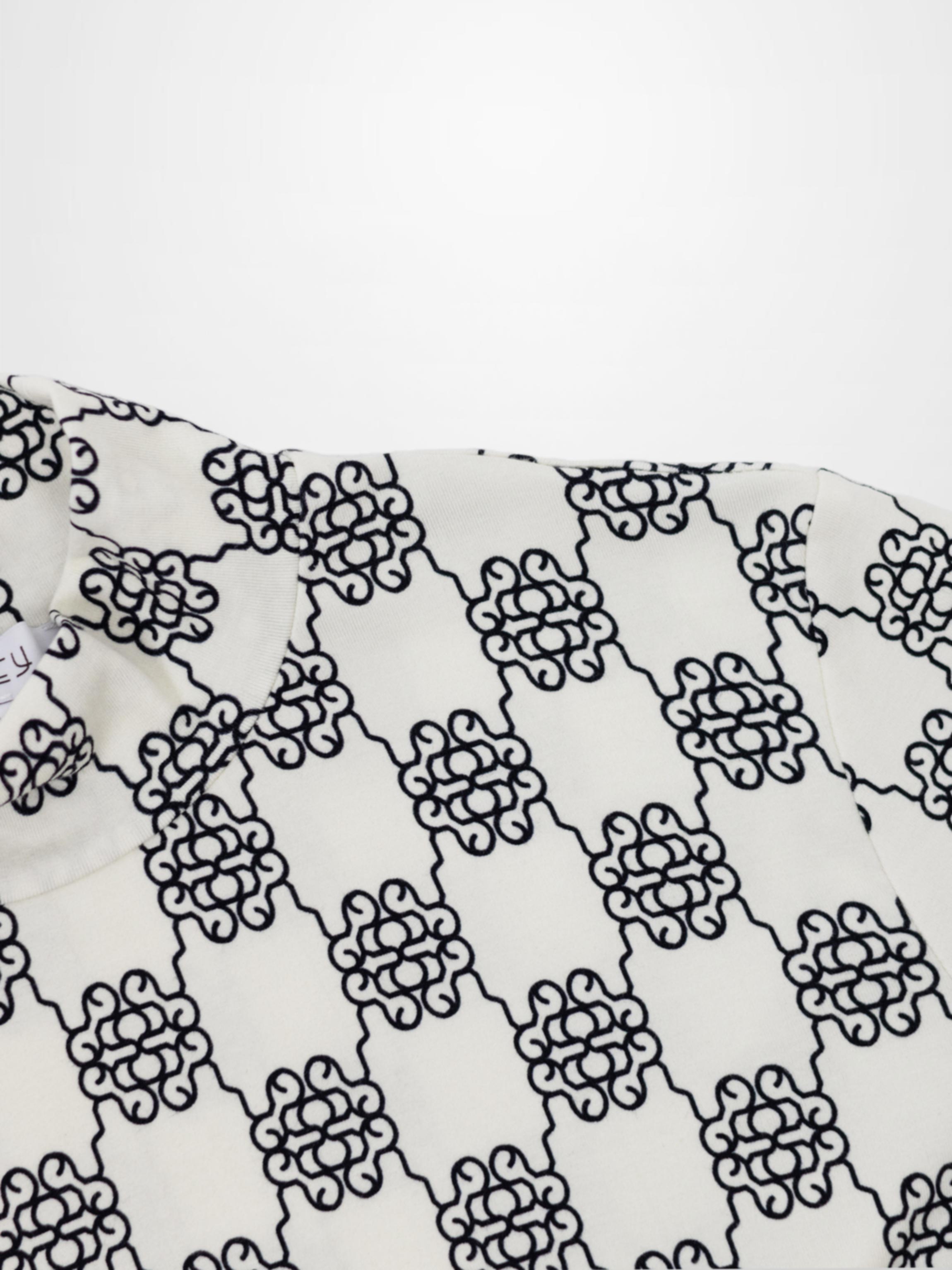 Boxy Printed Modal Turtleneck-Floral Vines White
