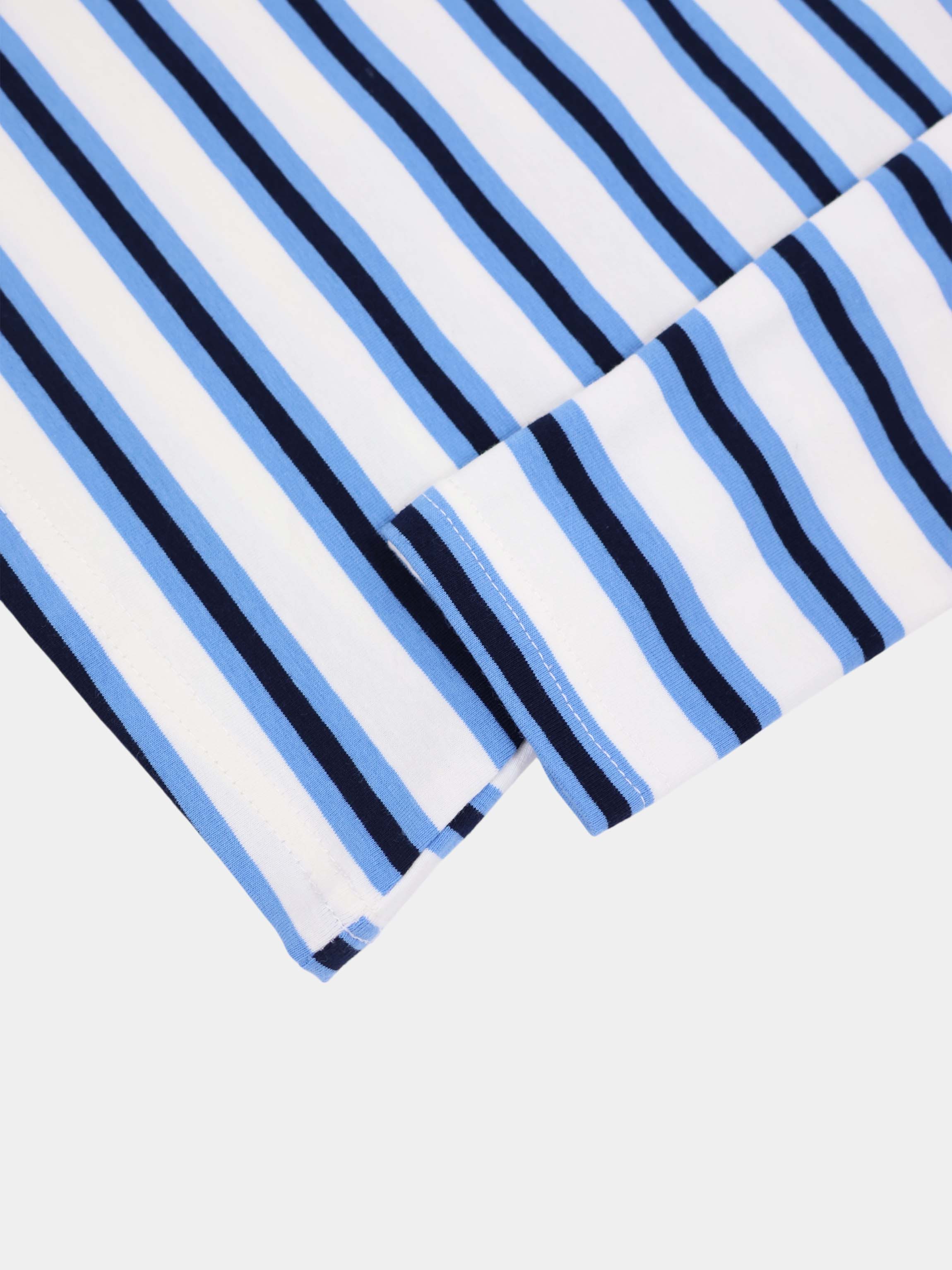 Embroidered Crown Striped Tee-Light Blue/Dark Blue