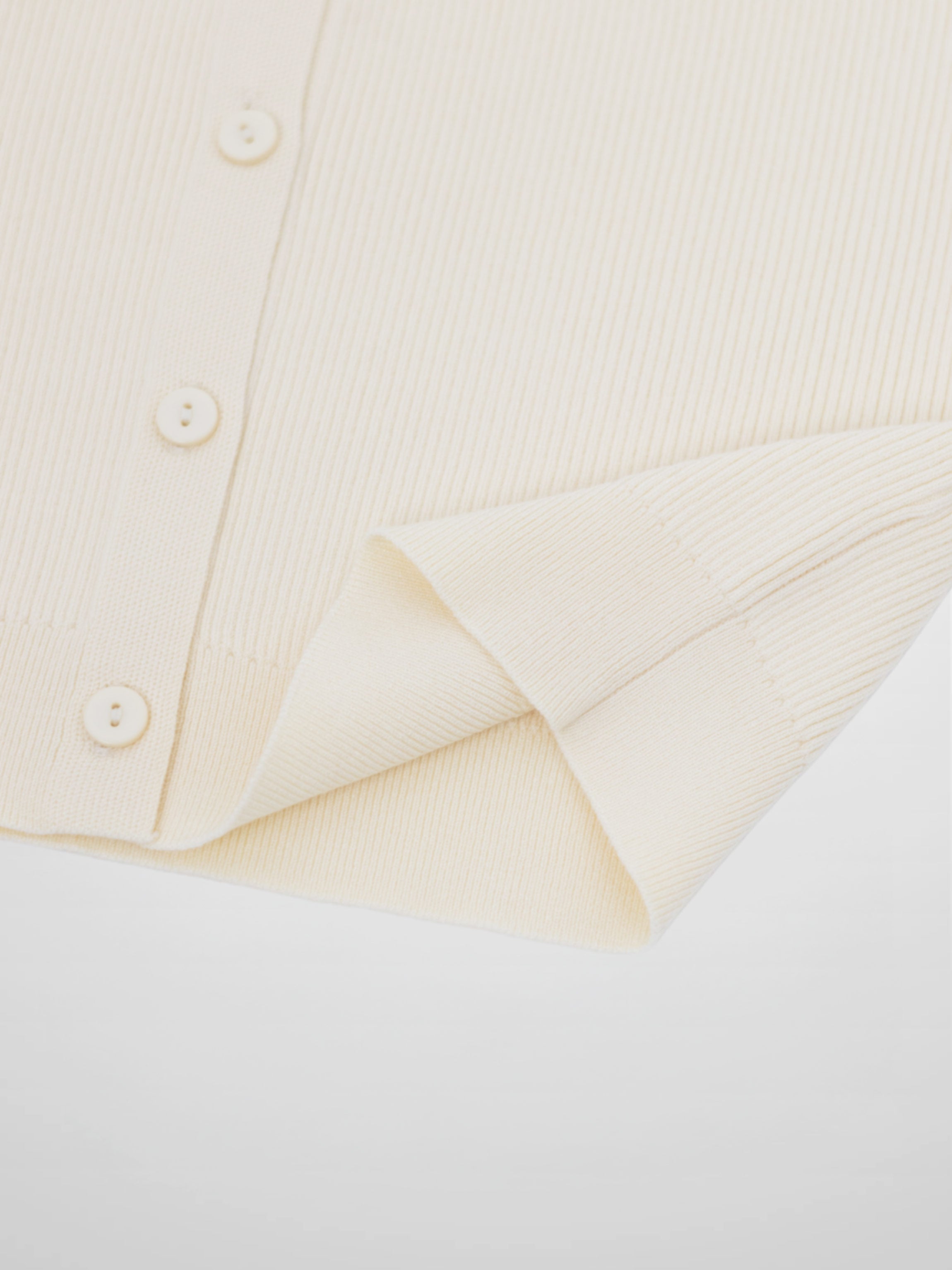 Ribbed Crew Neck Cardigan-Ivory