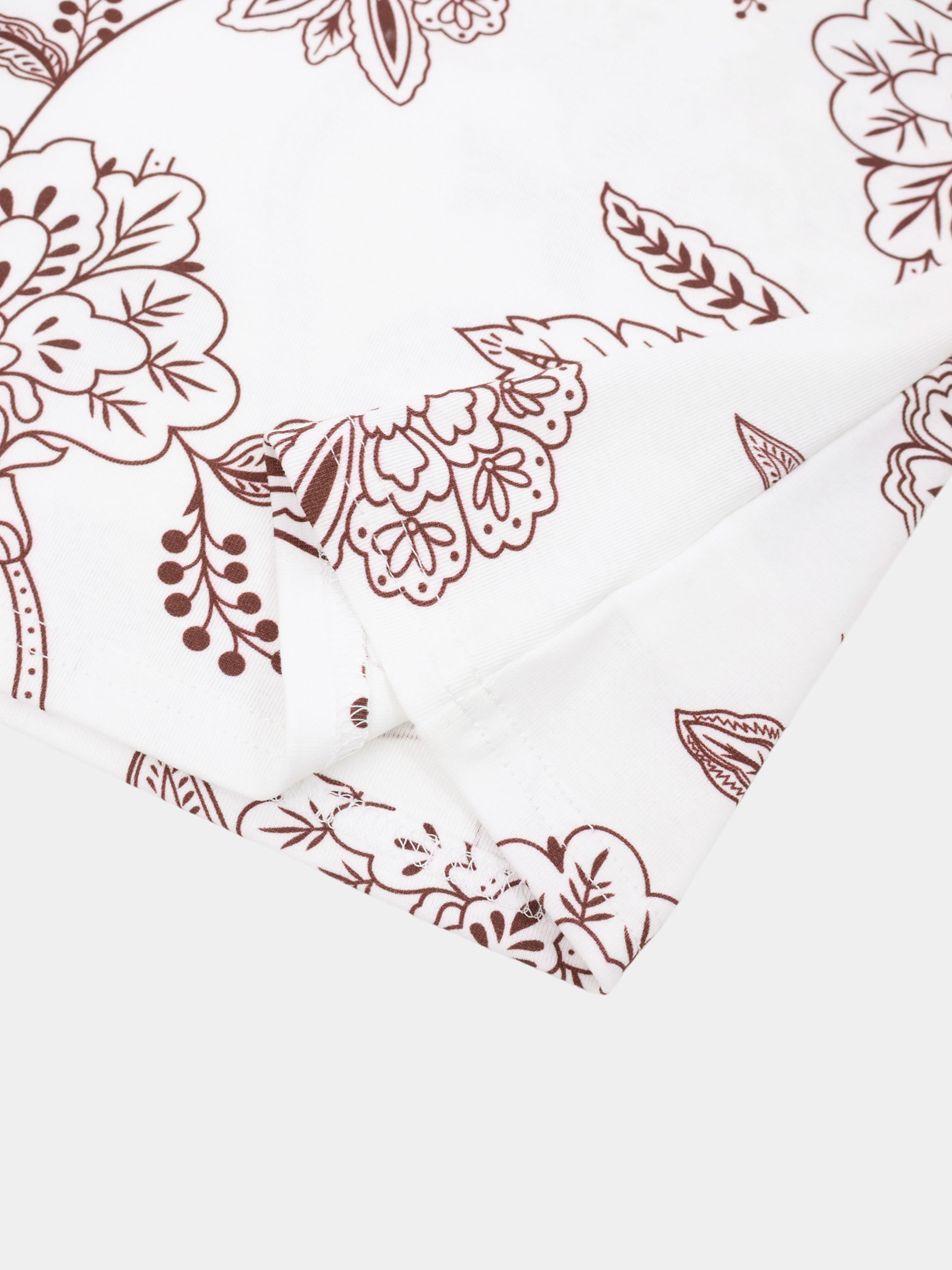 Basic Printed T-shirt-Burgundy Flower