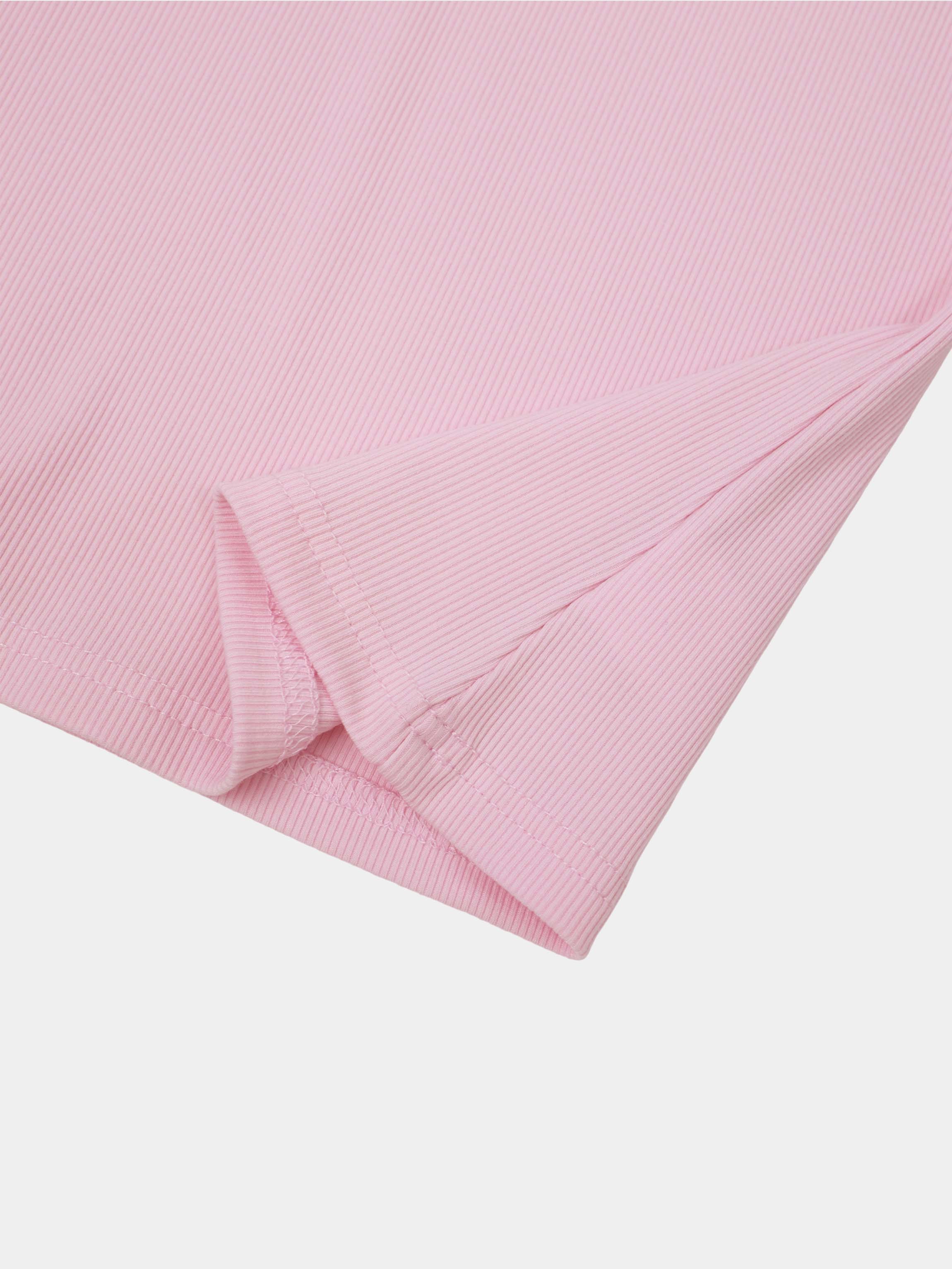 Soft Ribbed High V Tee-Soft Pink