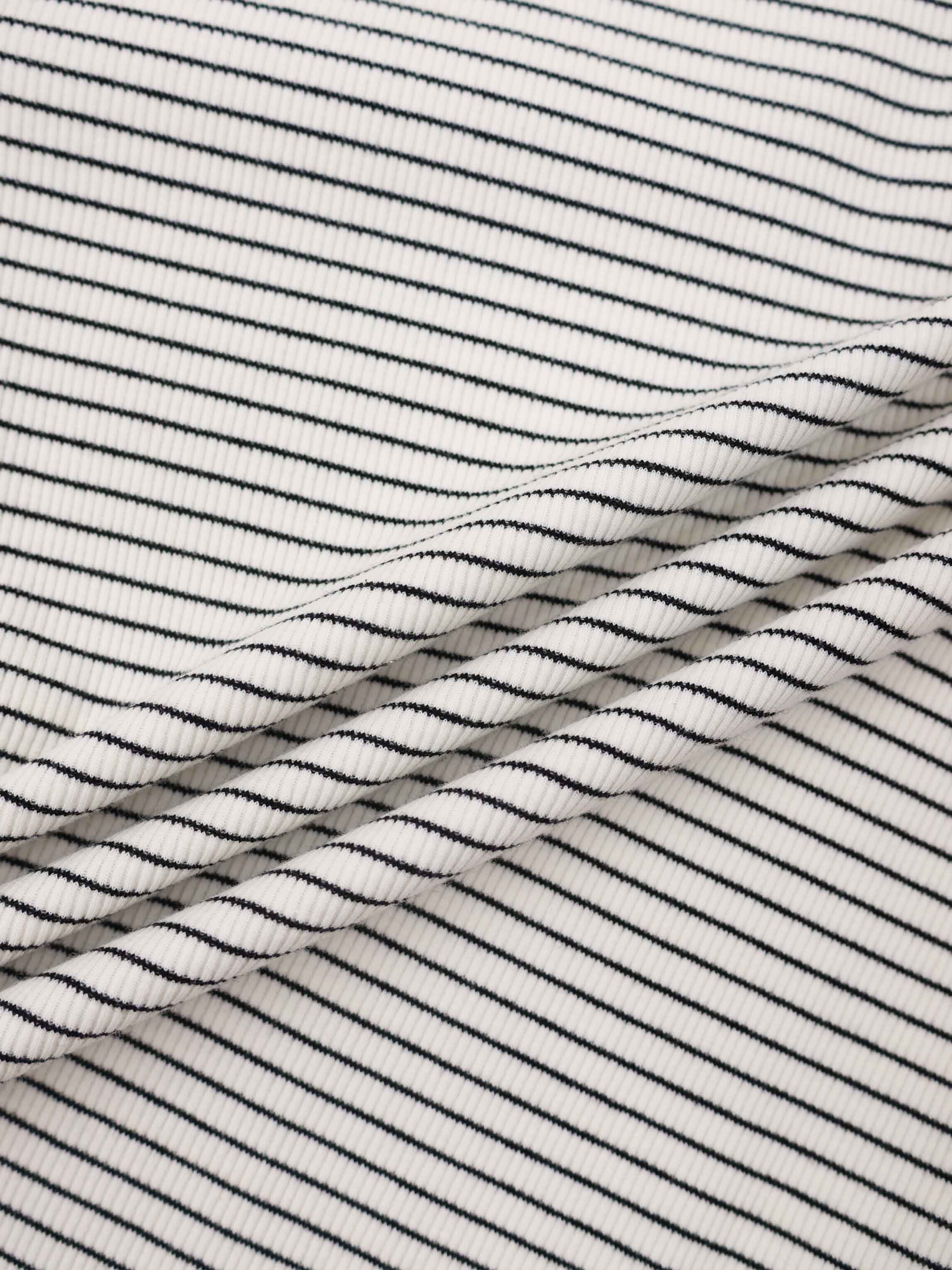 Striped Cross Stitch T-Shirt-White