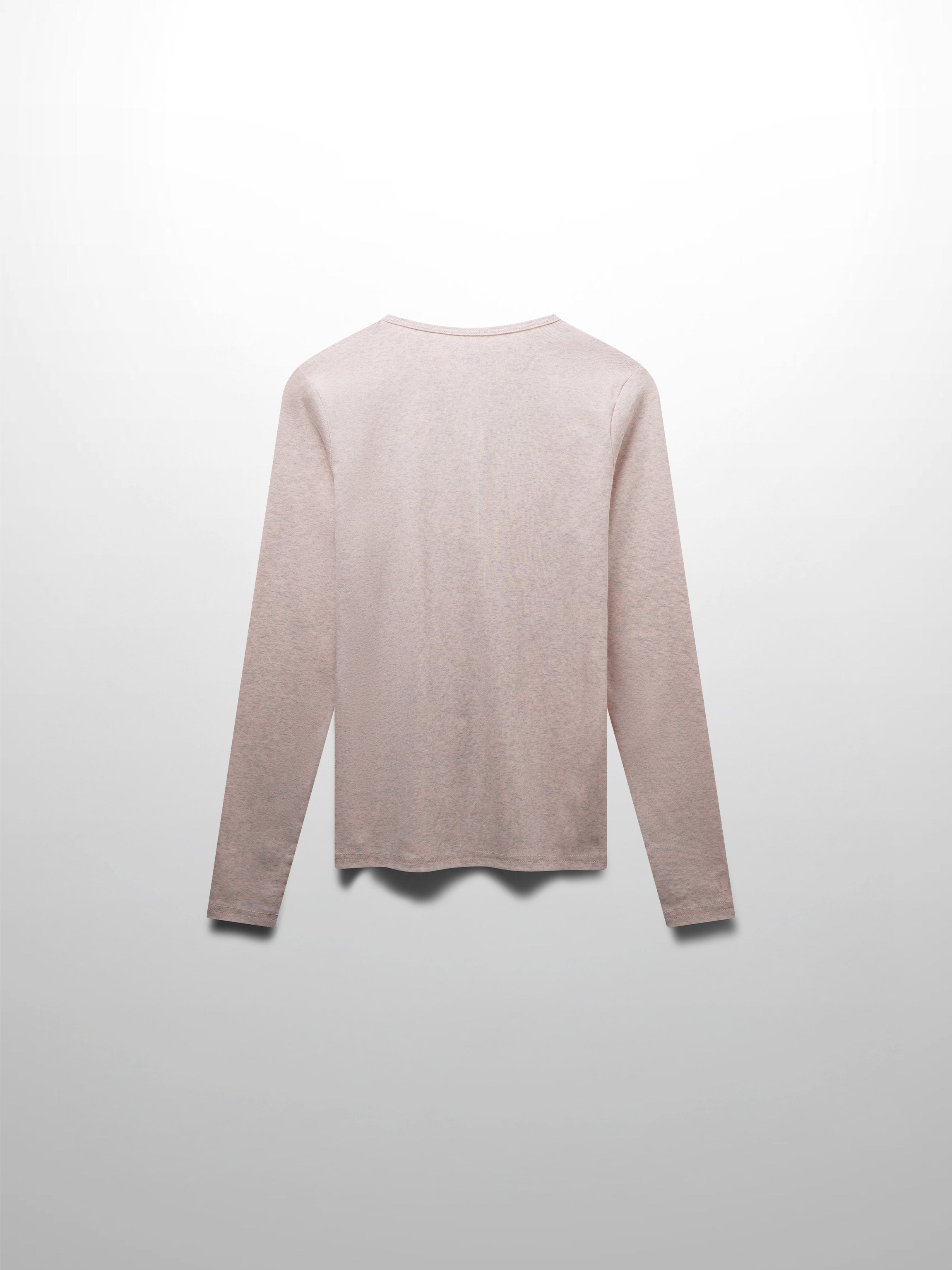 Basic High V Tee Long Sleeve-Heathered Pink/Grey