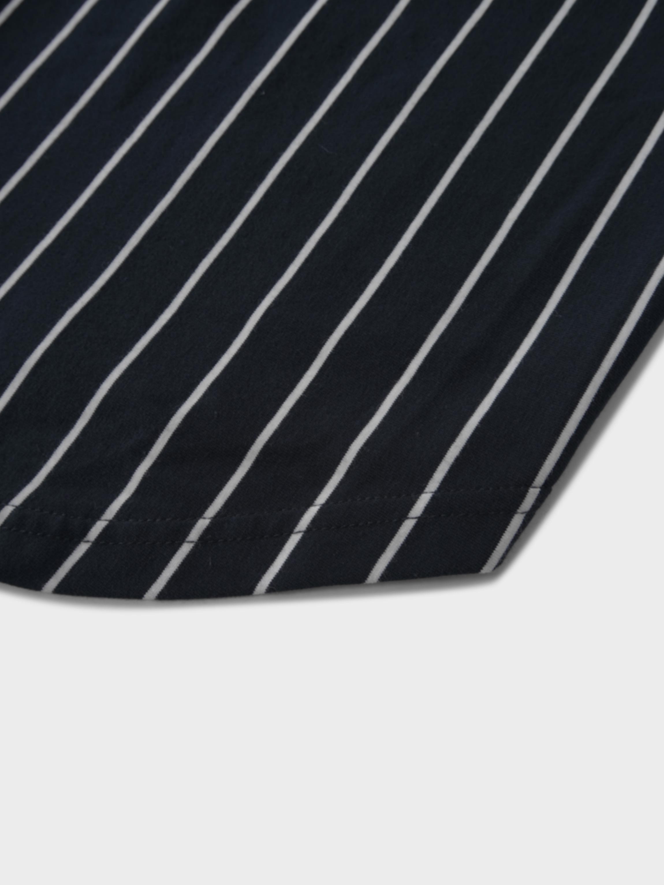 Side Shirred T-shirt Dress-Navy/White