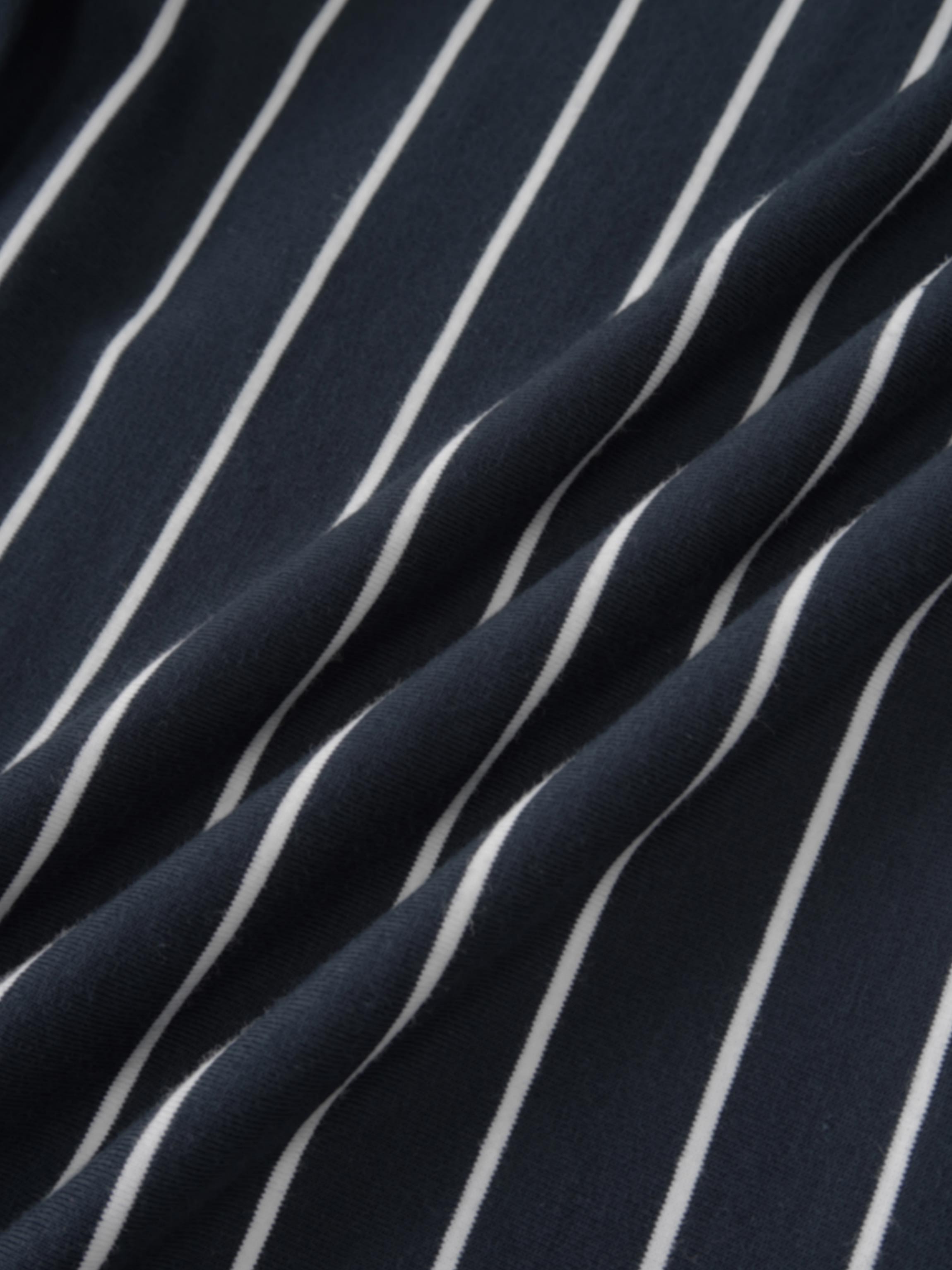 Side Shirred T-shirt Dress-Navy/White