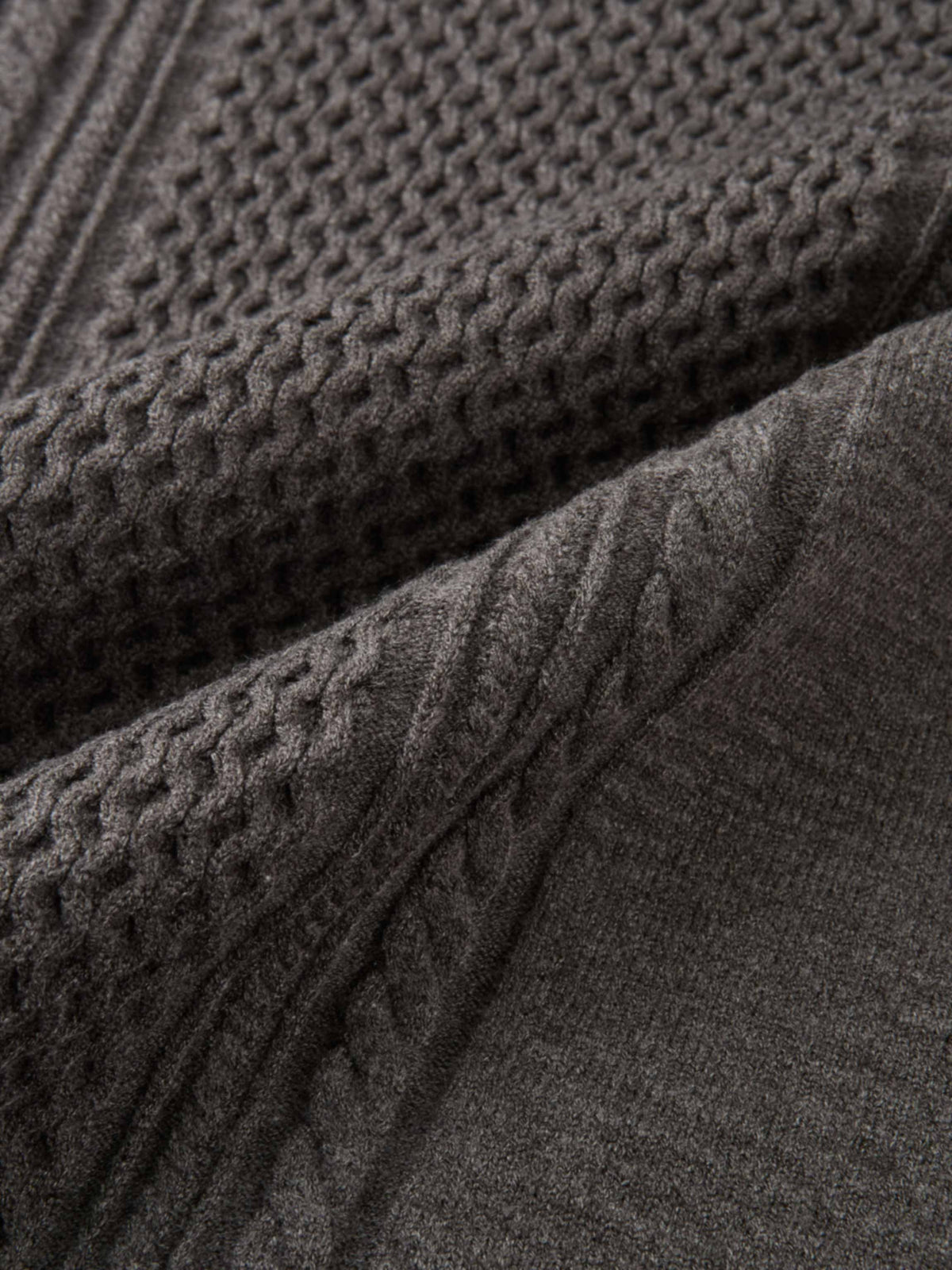Mixed Cable Knit Skirt - Grey