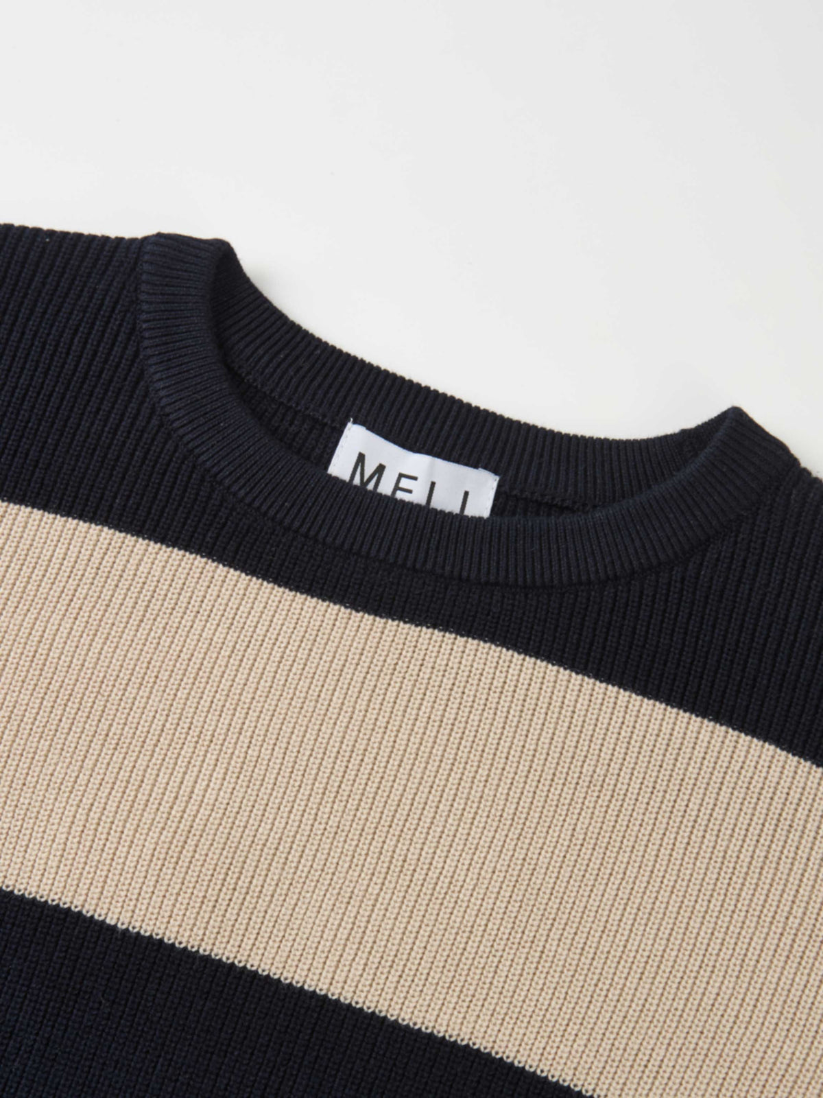 Waffle Knit Top - Navy/Tan