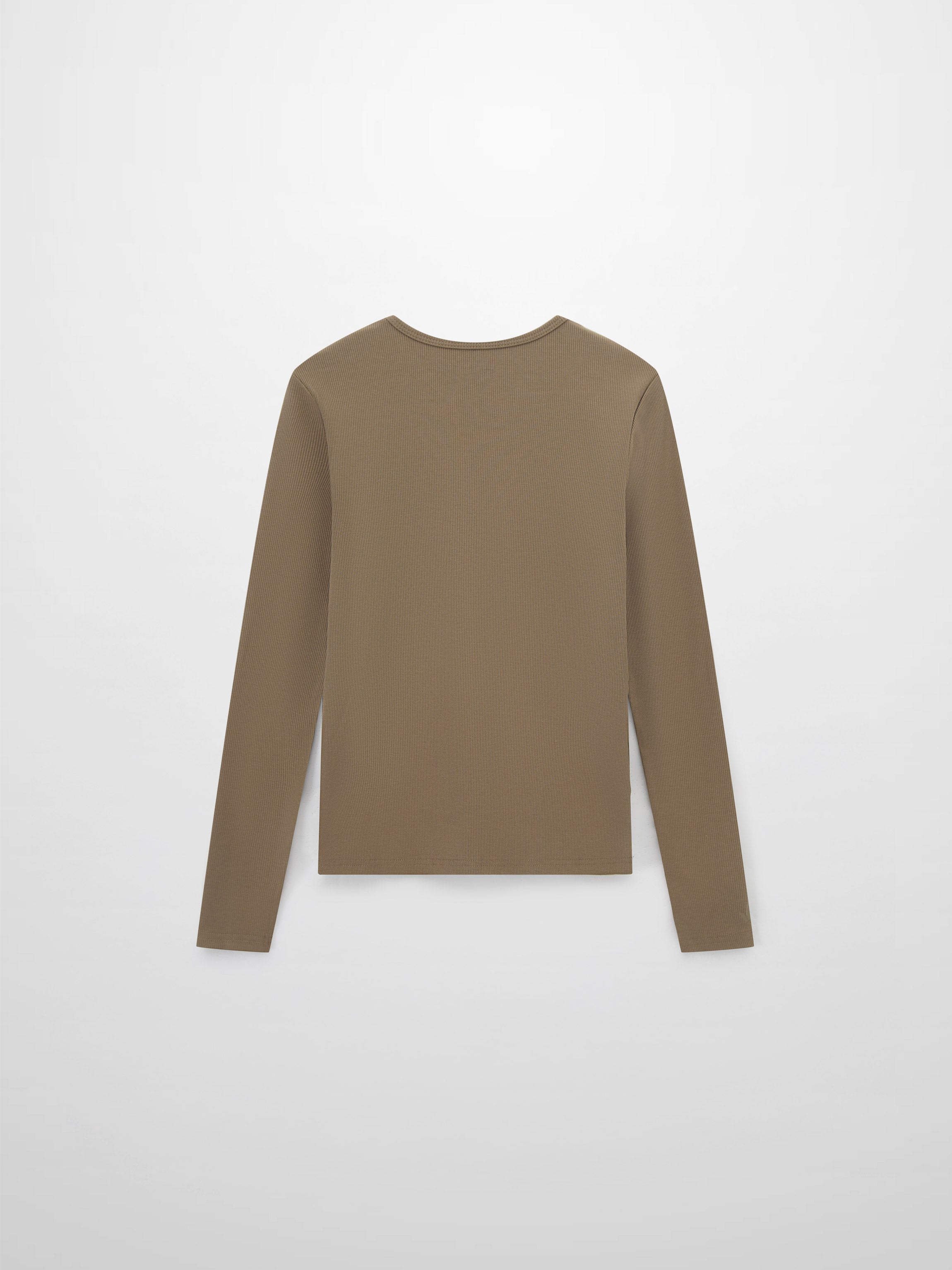 Soft Ribbed High V Tee-Mocha Mousse