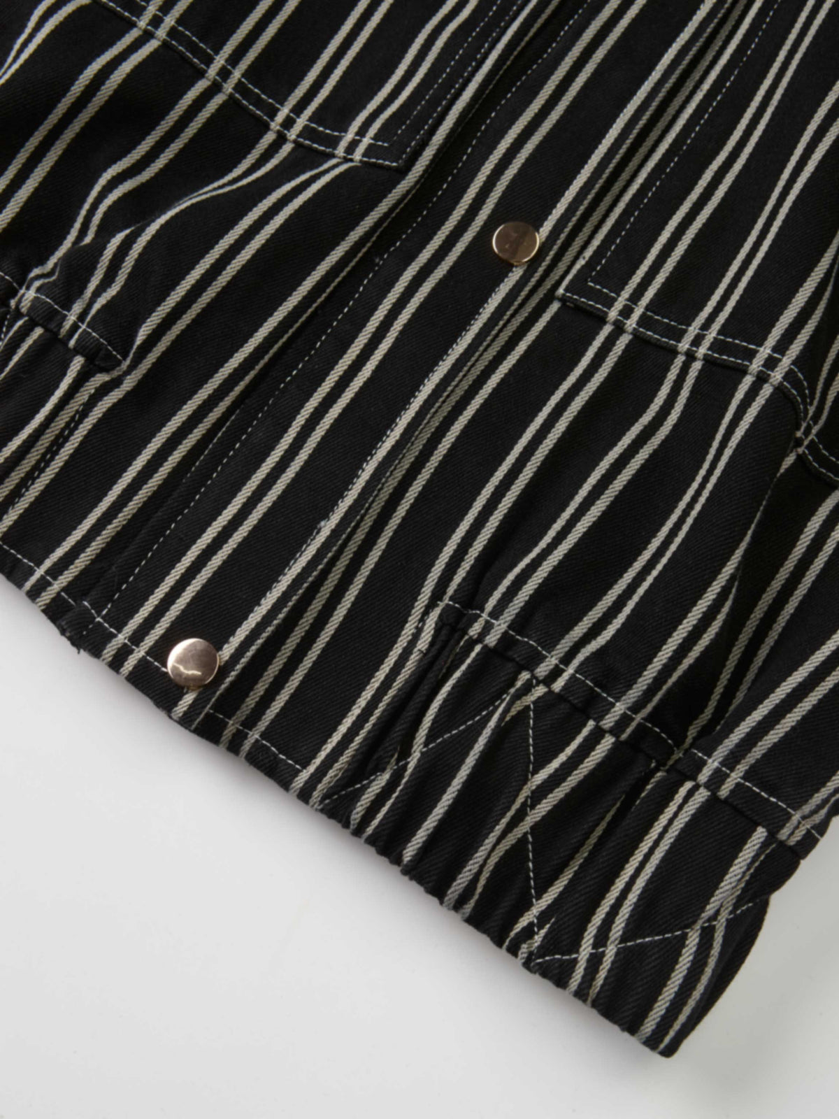 Denim Bomber Jacket - Black/White Stripes