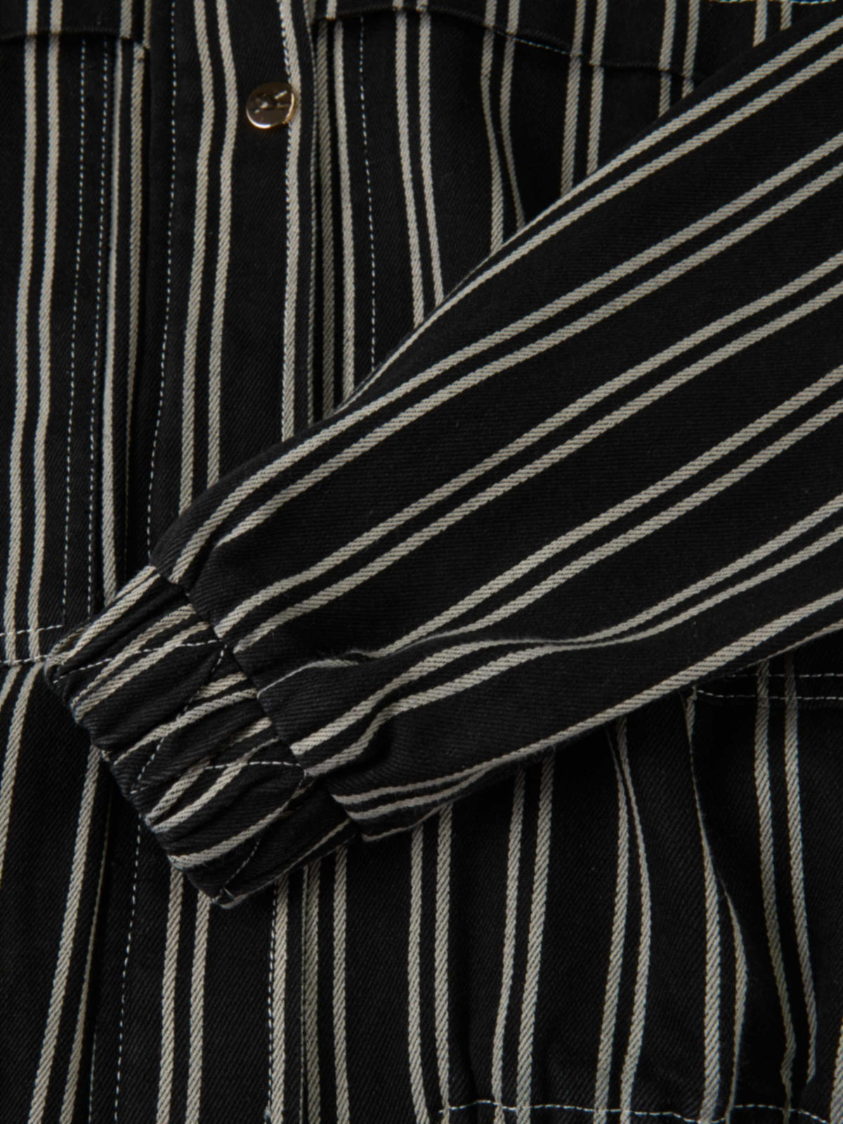 Denim Bomber Jacket - Black/White Stripes
