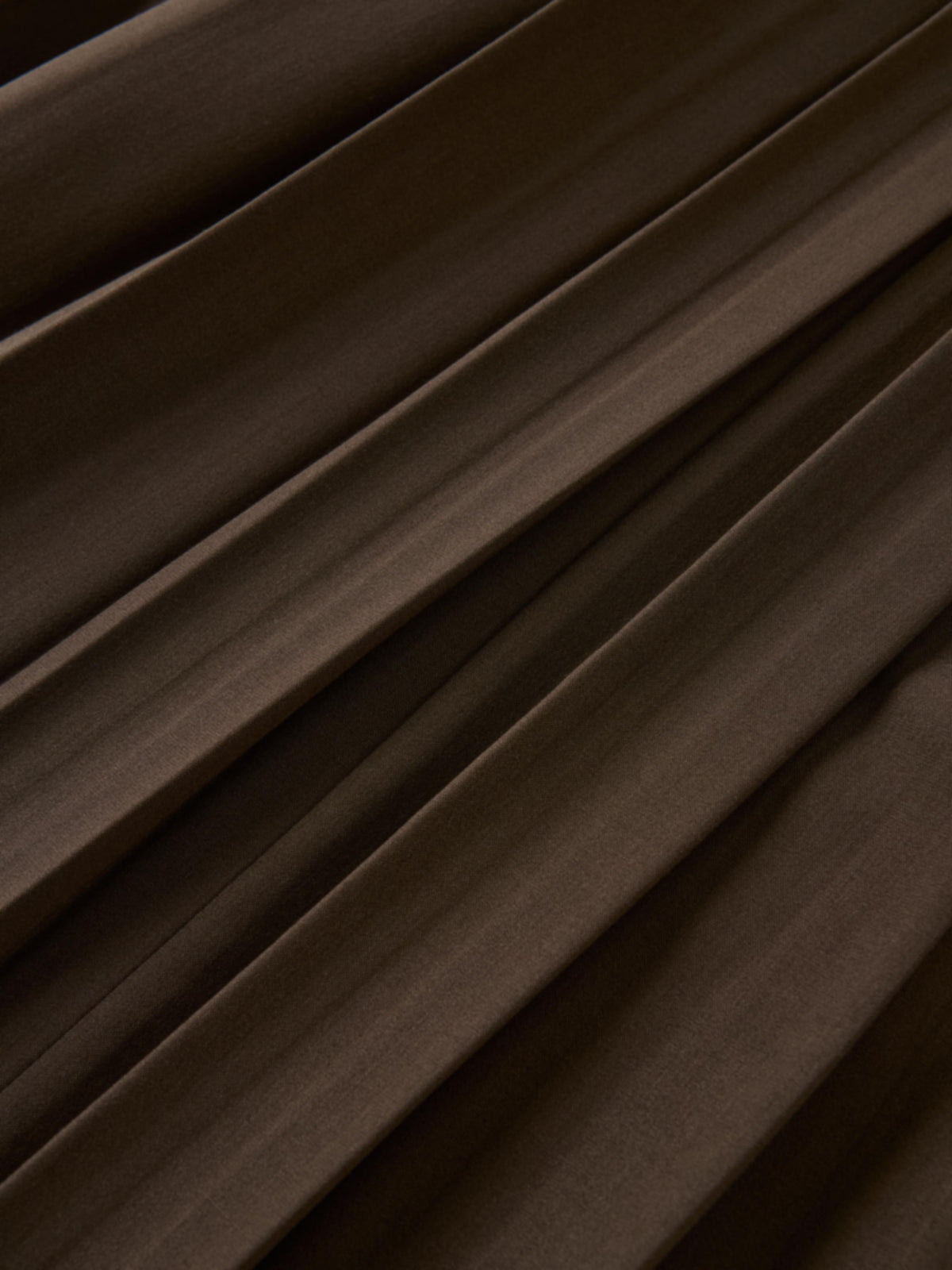 Curved Yoke Fringe Bottom Pleat Skirt LONG- Brown
