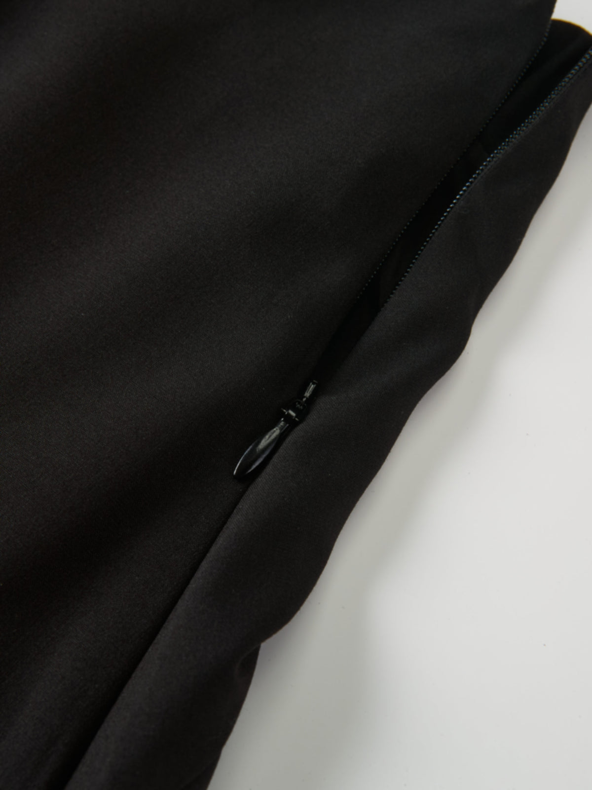 Curved Yoke Fringe Bottom Pleat Skirt LONG - Black