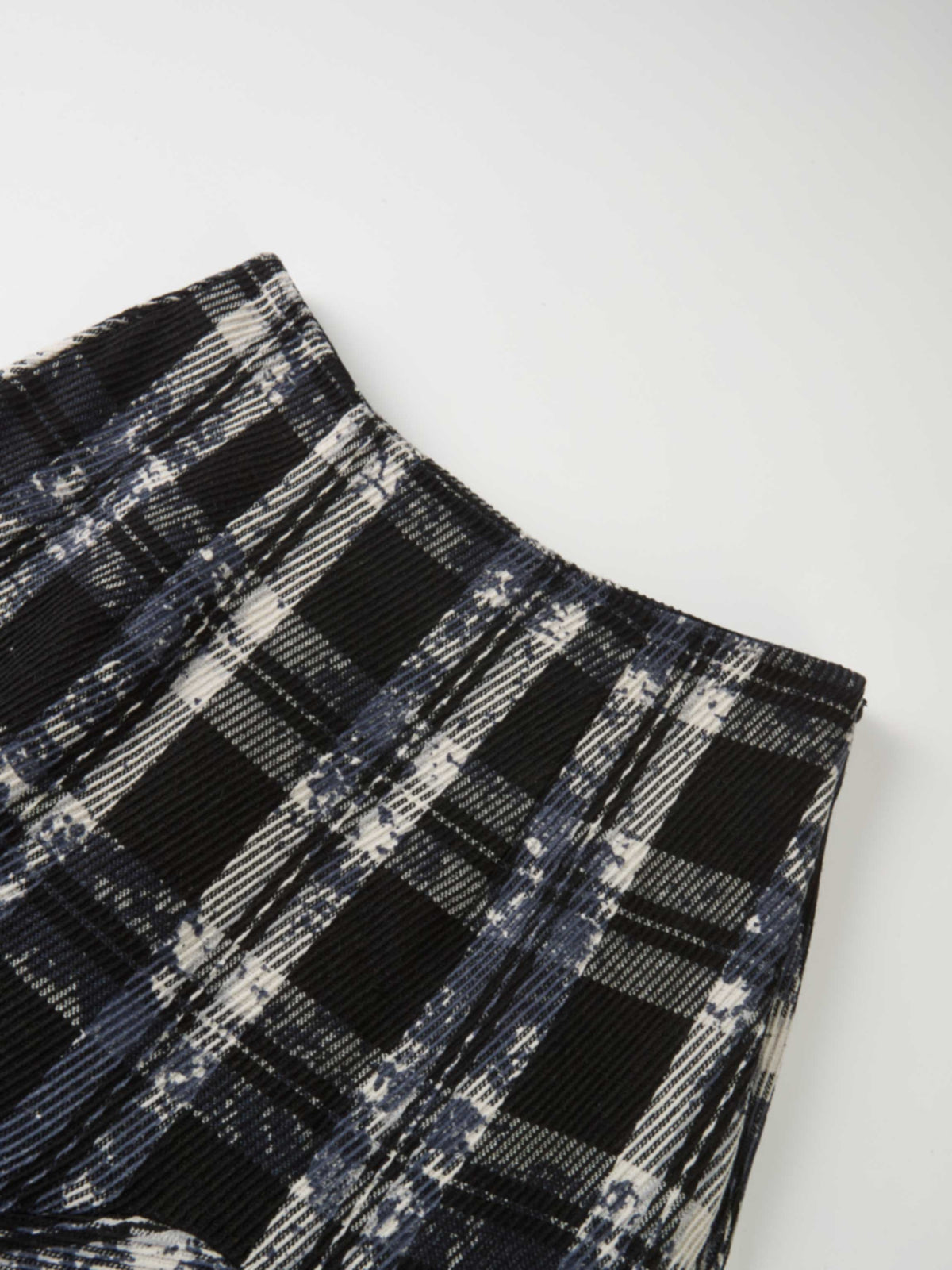Double Layer Plaid Skirt - Black Plaid