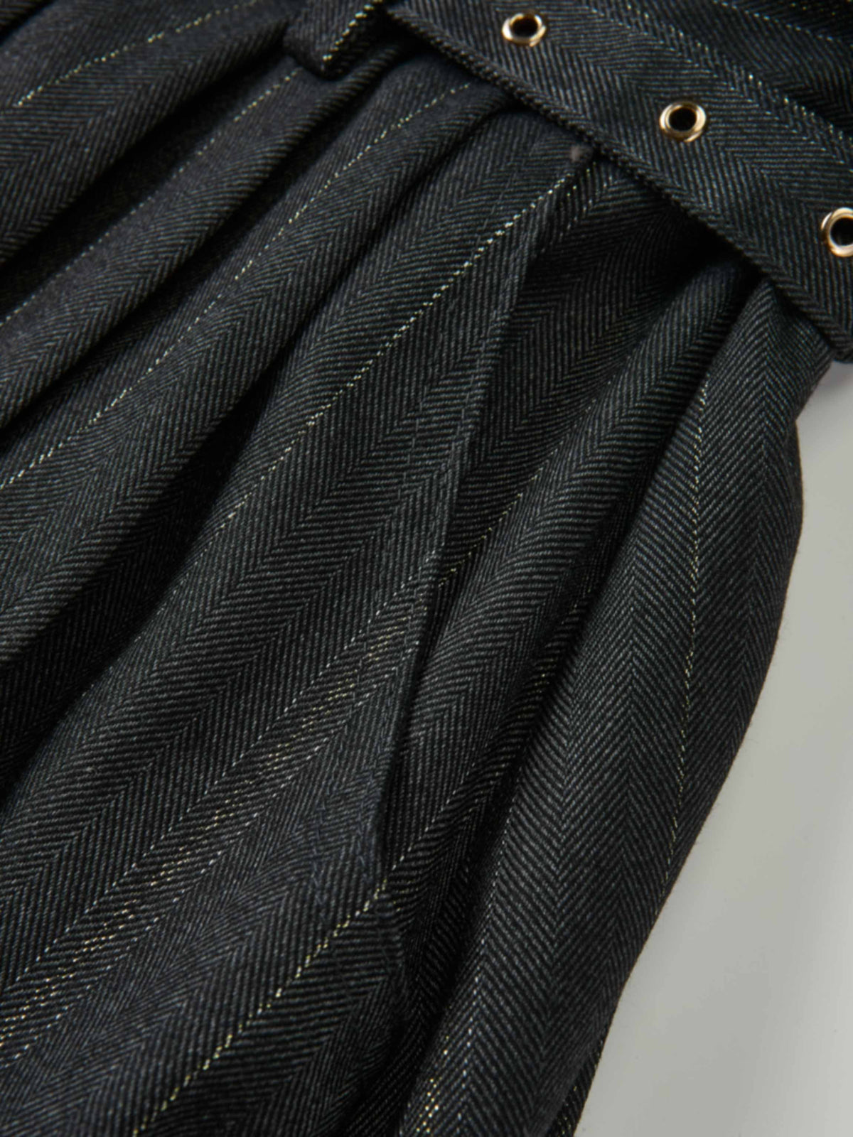 Double Buckle Full Maxi Skirt - Grey Pinstripe
