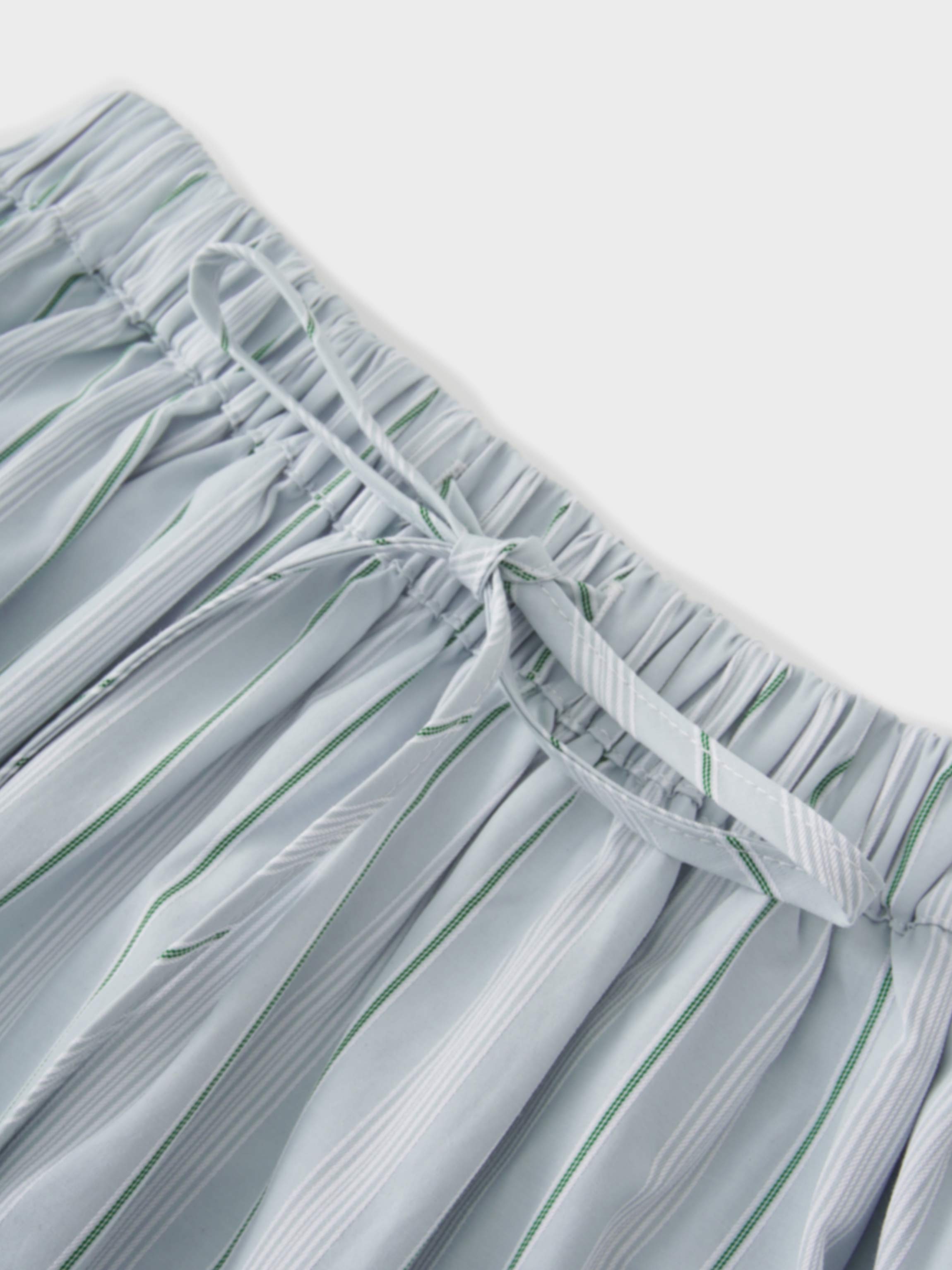 Drawstring Cotton Blend Skirt-Light Blue