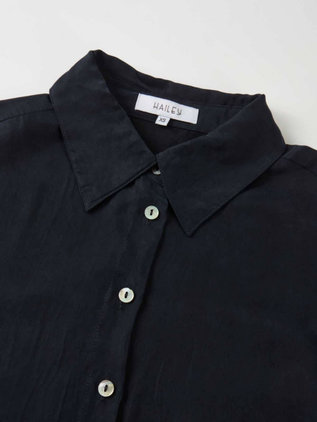Cupro Button Down Blouse - Navy