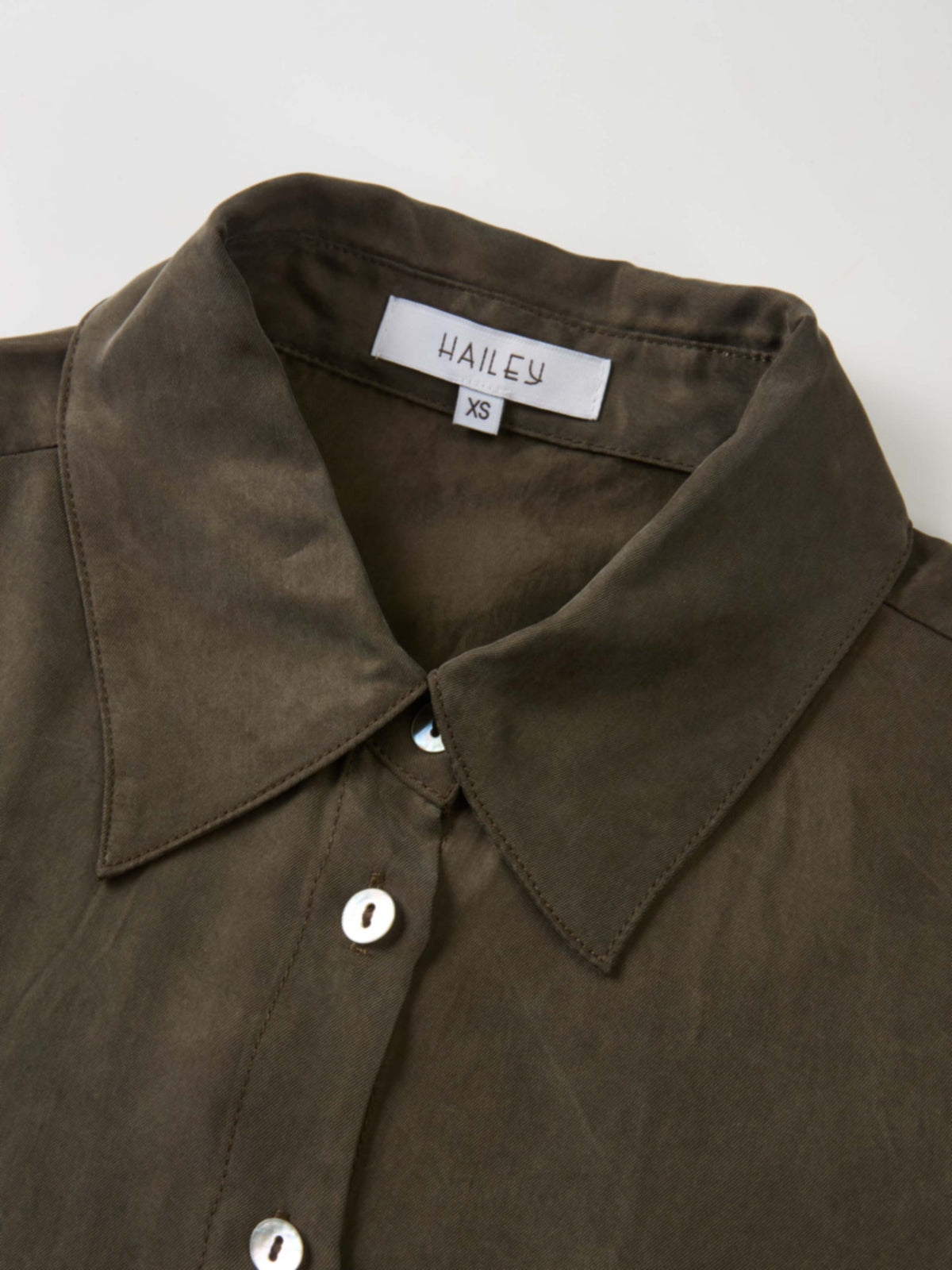 Cupro Button Down Blouse - Olive