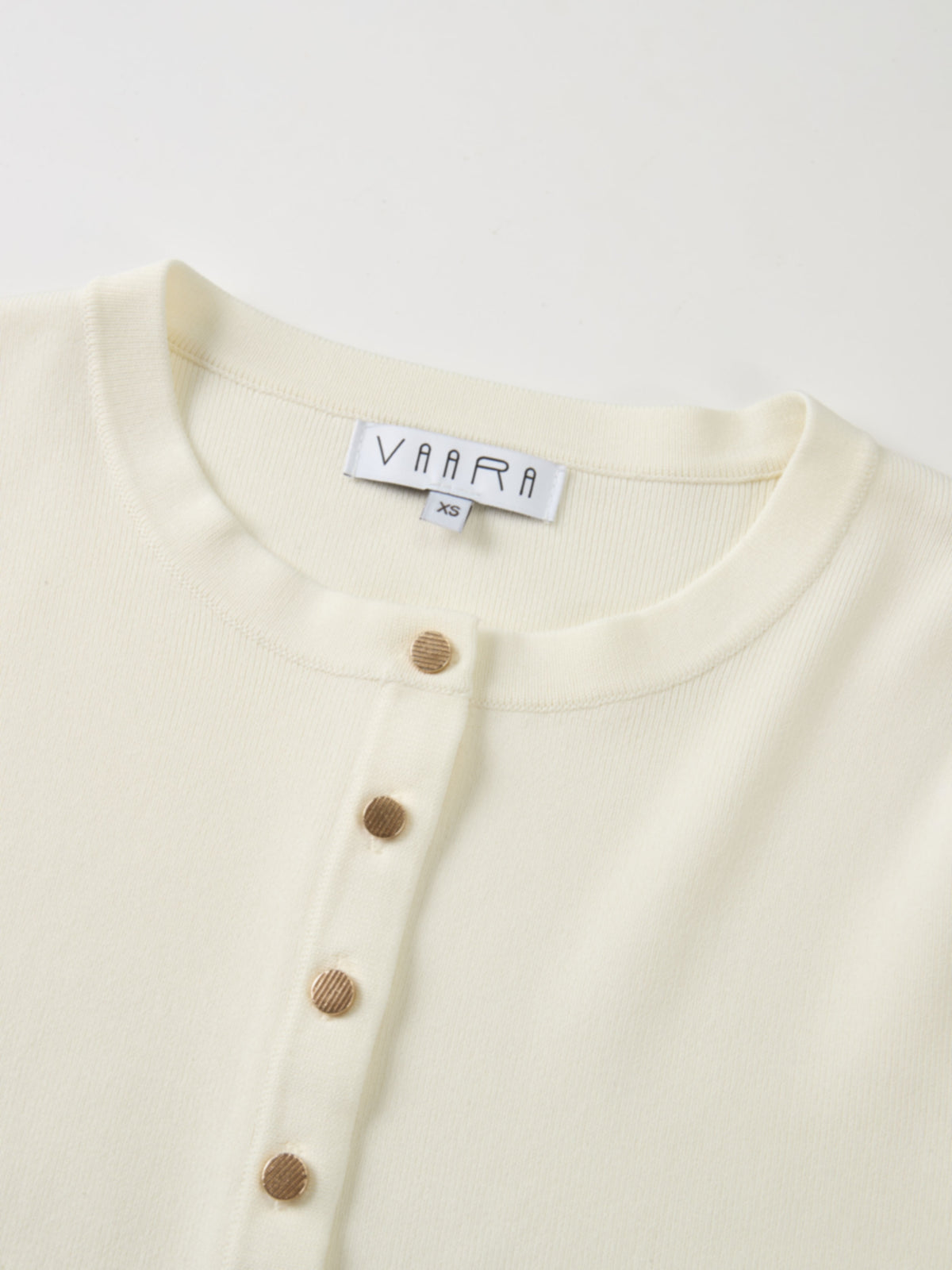 Gold Button Crop Cardigan - Cream