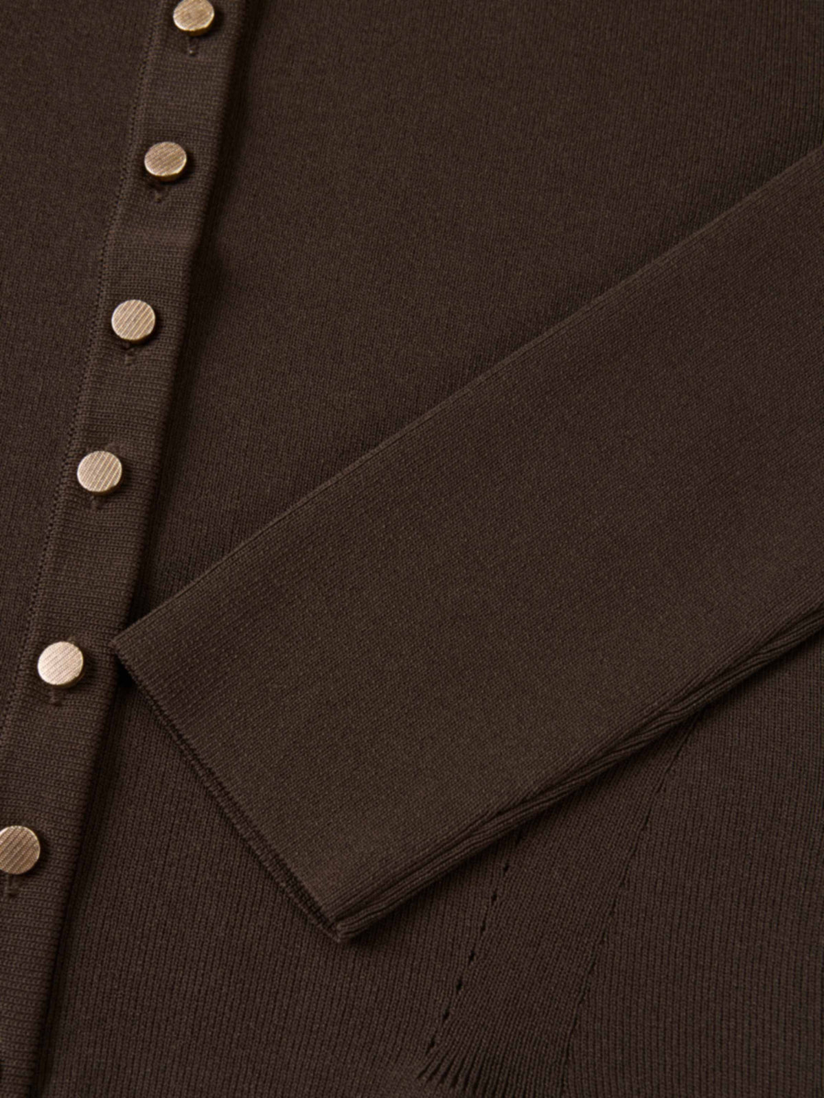 Gold Button Crop Cardigan - Brown