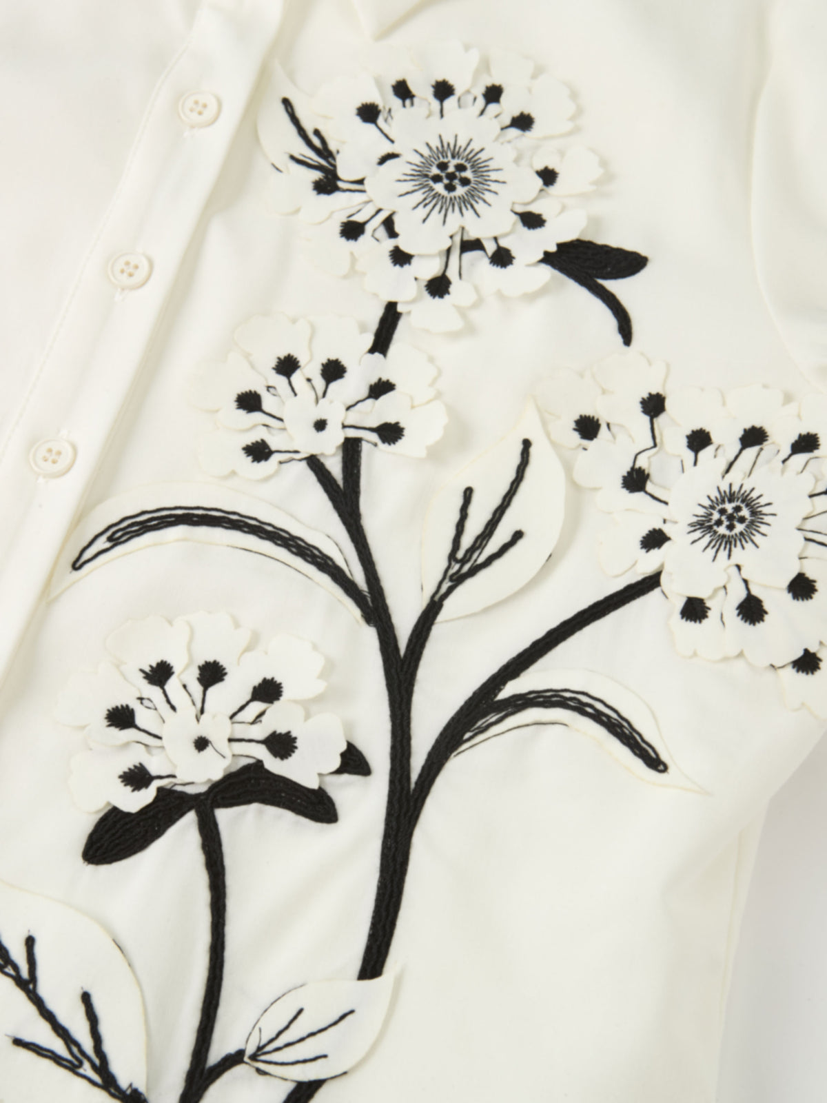 Floral Applique Blouse - Cream/Black