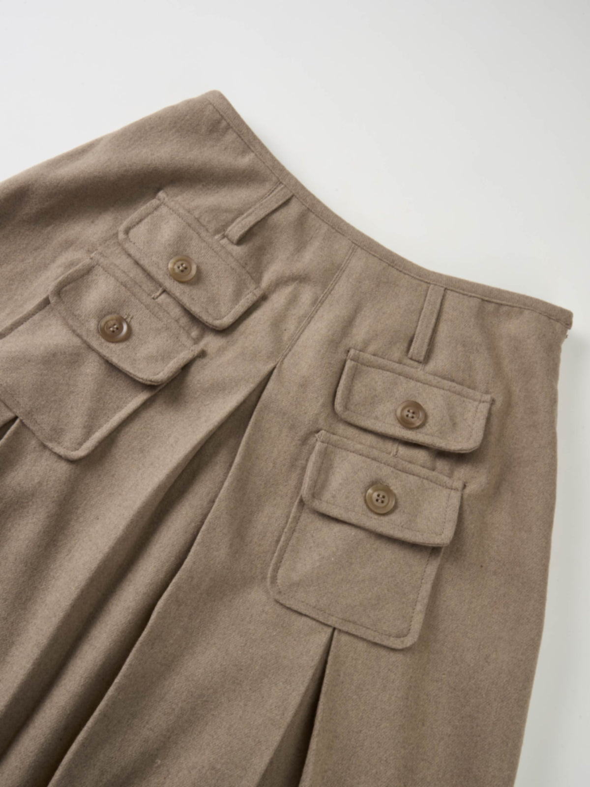 Pocket Detail Pleat Skirt - Warm Taupe