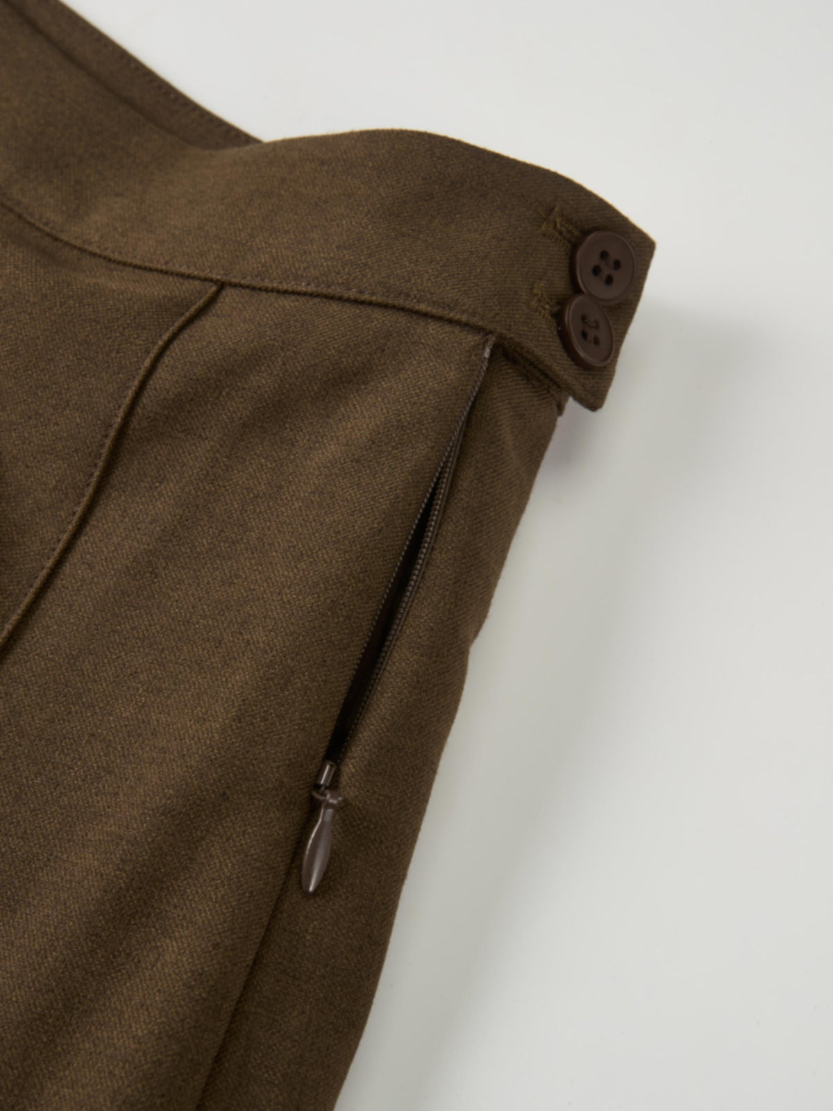 Stitch Down Pleated Basic Skirt - Military Brown