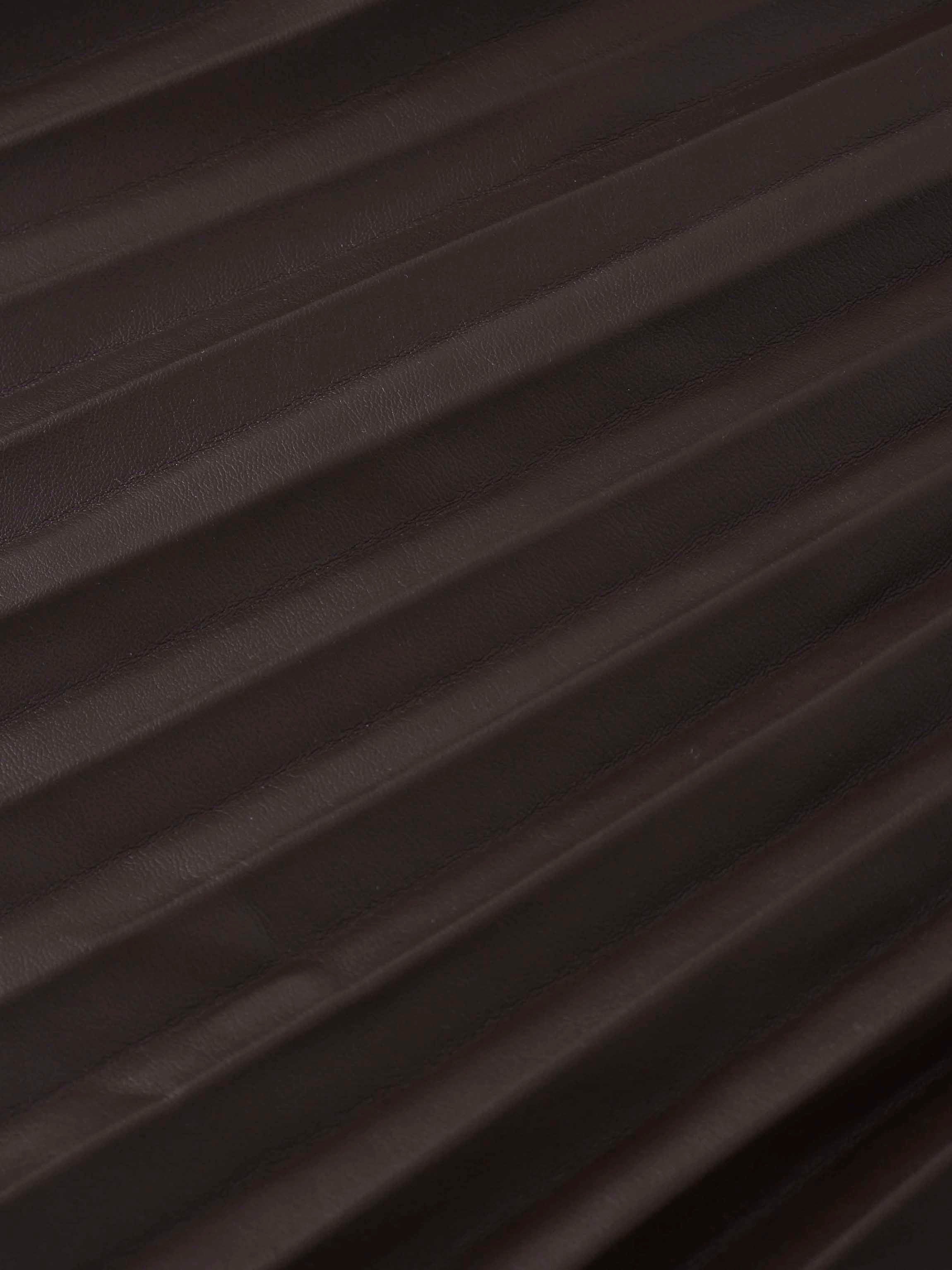 Accordion Pleated Faux Leather Skirt-Chocolate Brown