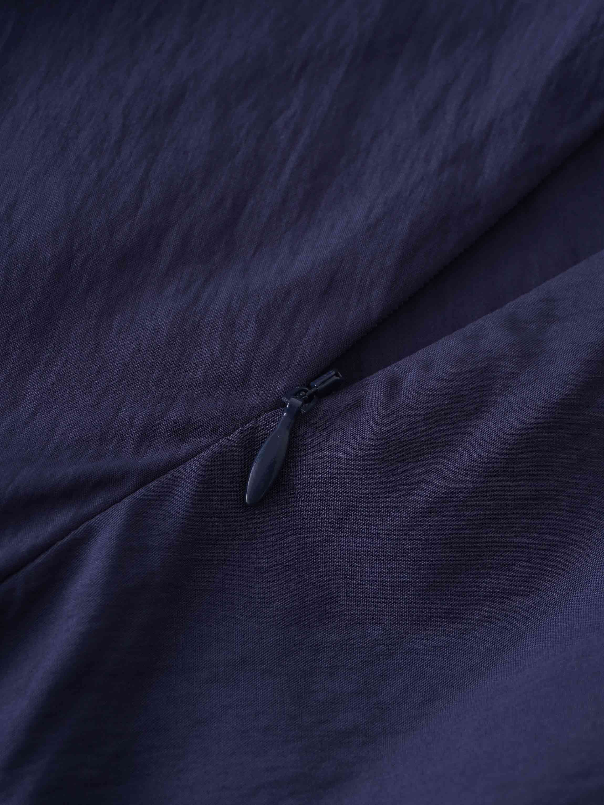 Crinkle Cotton Skirt 37"-Navy