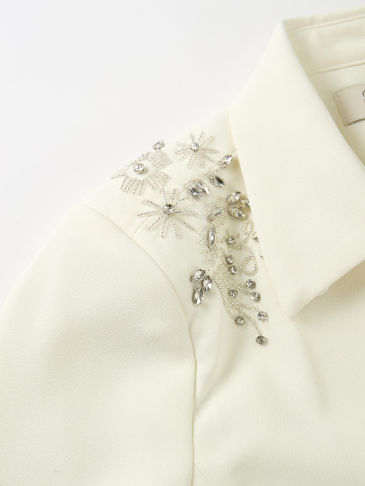 Crop Embelished Jacket - Cream