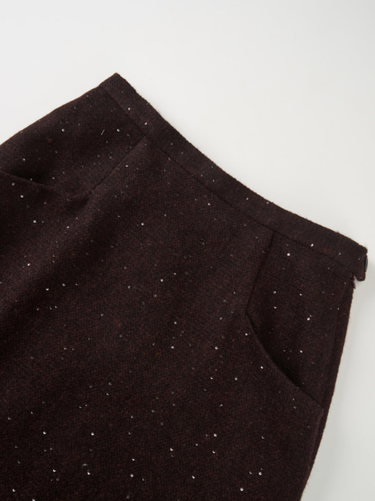 Tweed Sparkle Maxi Skirt - Burgundy/Black