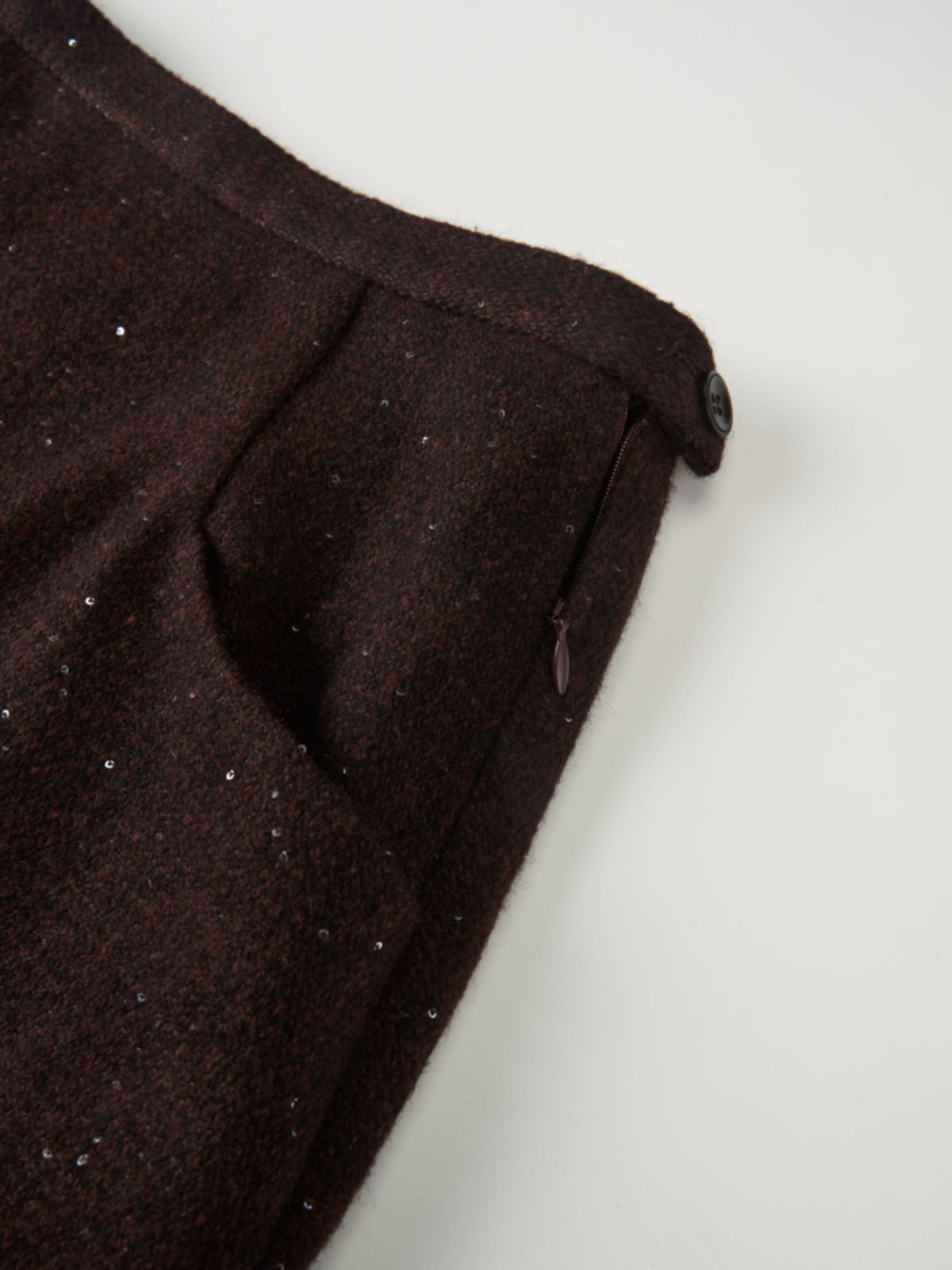 Tweed Sparkle Maxi Skirt - Burgundy/Black