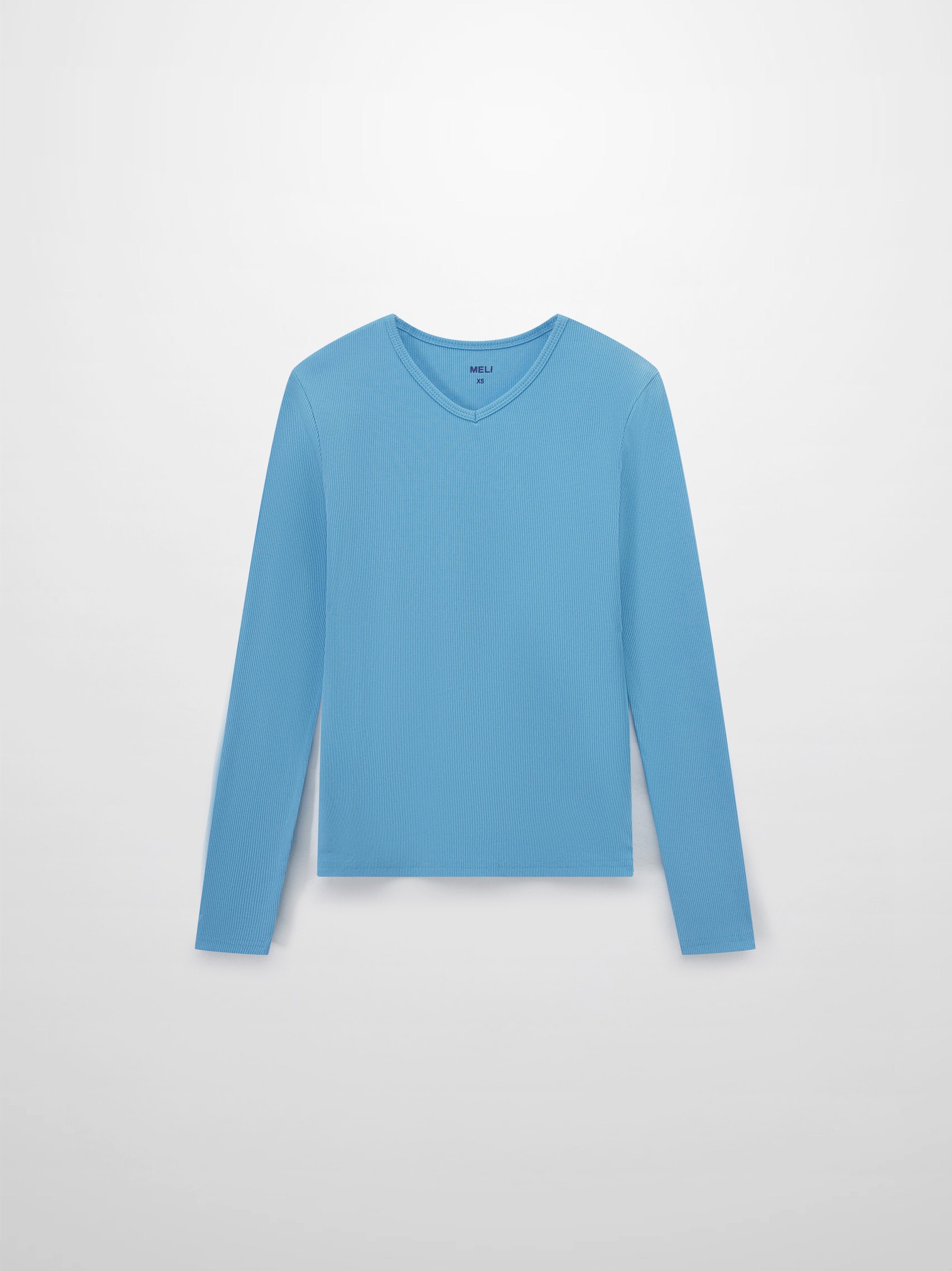 Soft Ribbed High V Tee-Sky Blue