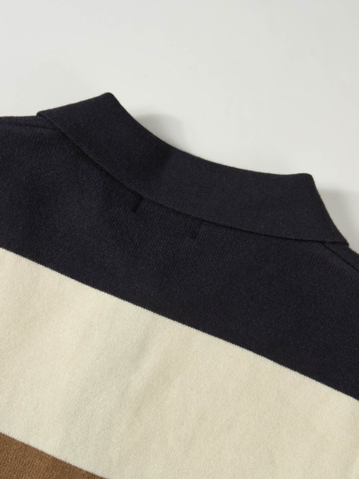 Knit Polo Top - Navy/Camel/Cream