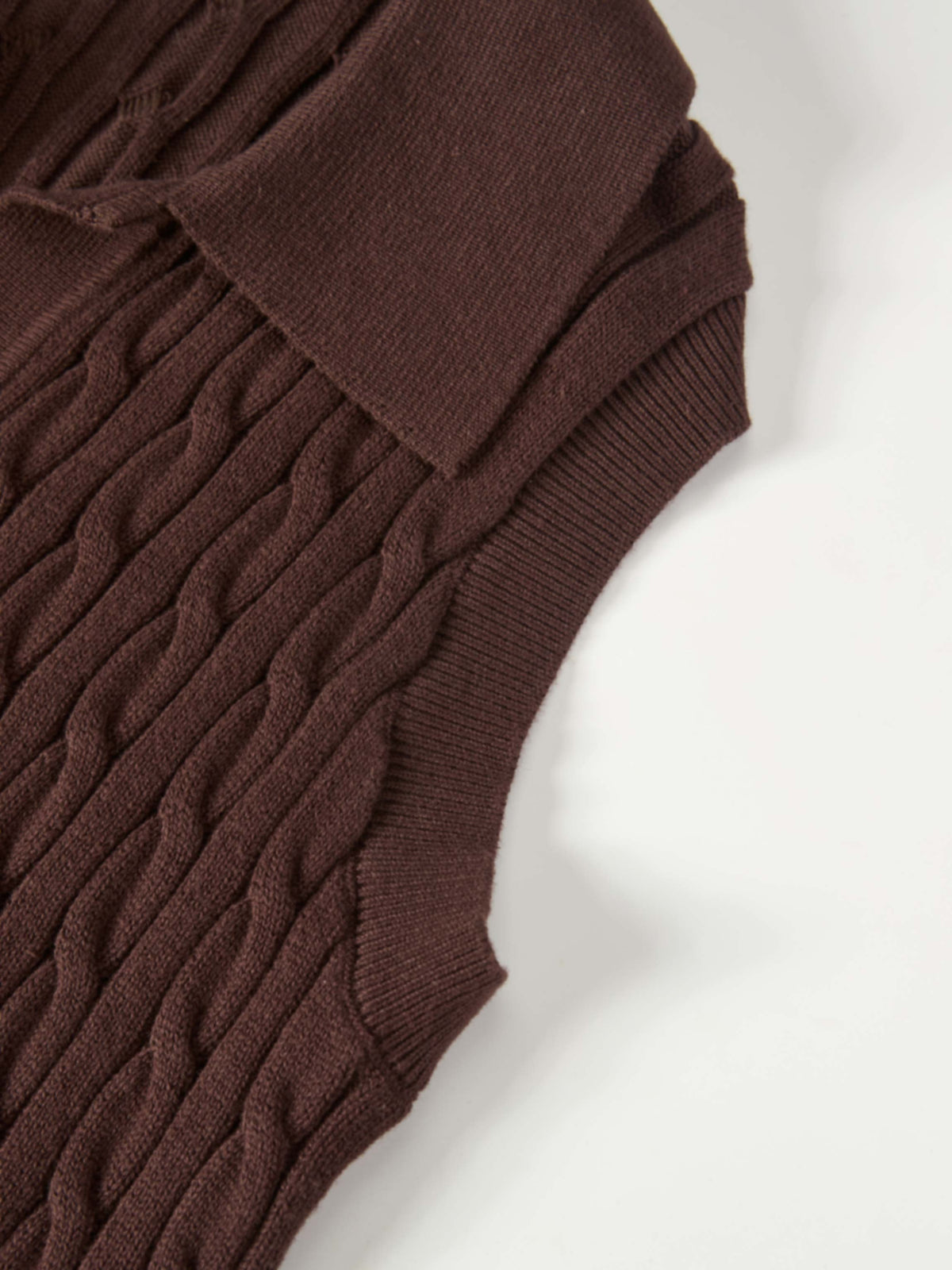 Cable Knit Vest - Brown