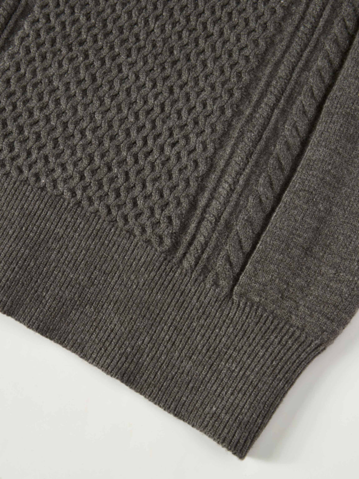 Half Zip Mixed Cable Sweater - Grey