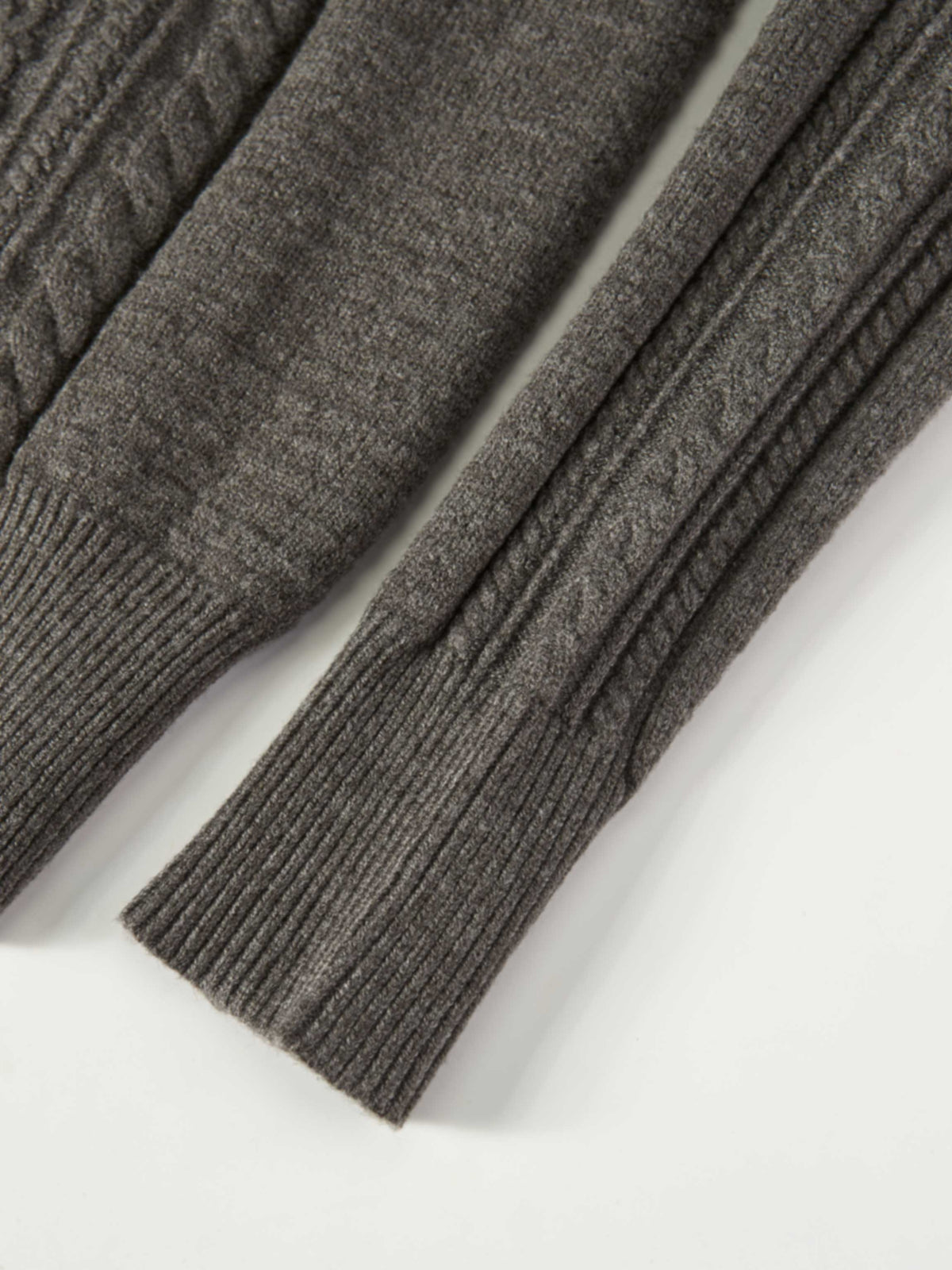 Half Zip Mixed Cable Sweater - Grey