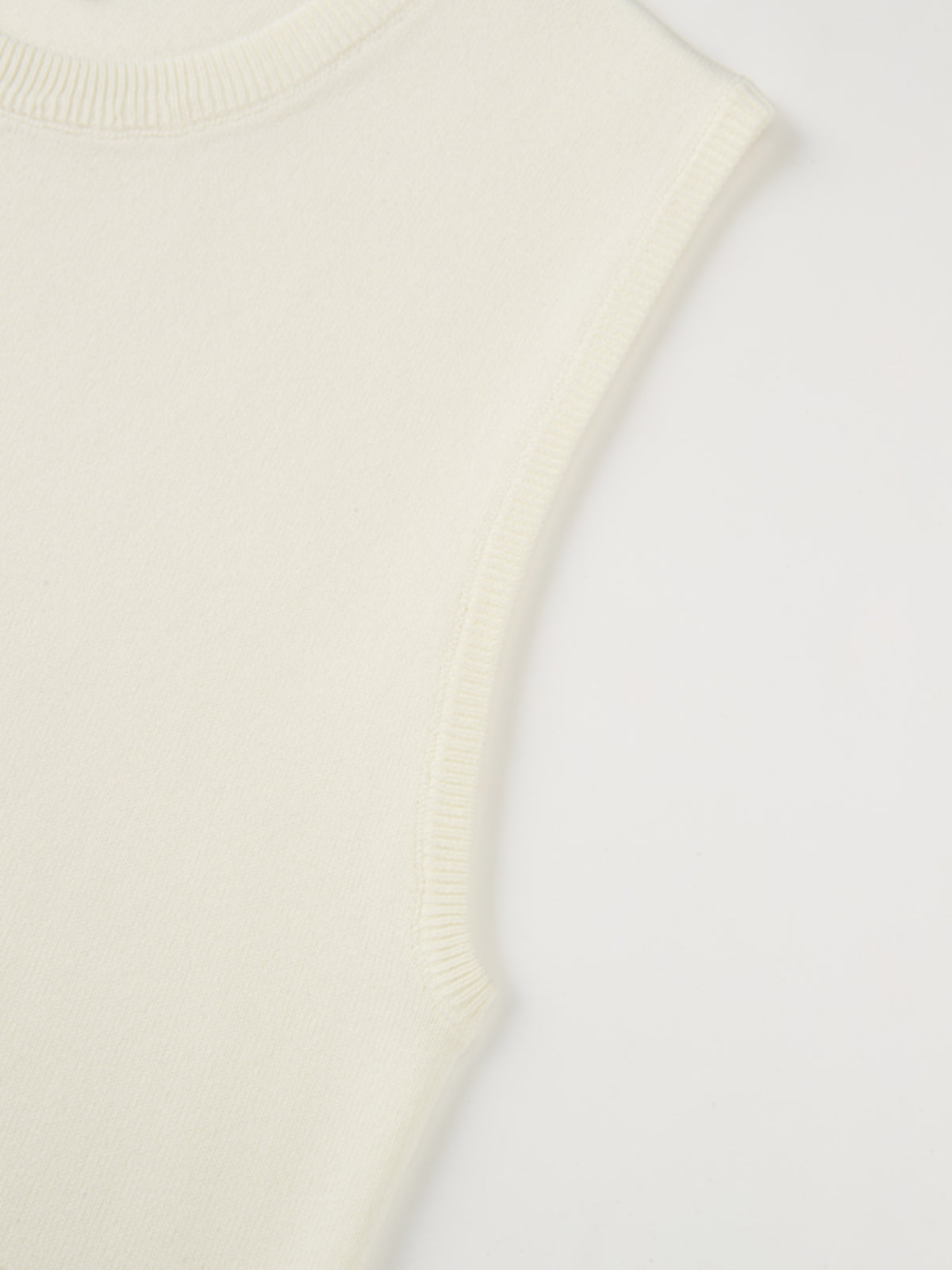 Sleeveless Crew Neck Silk Knit Top - Cream